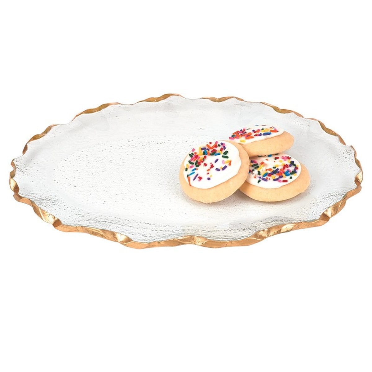 HomeRoots 4000390090 1-in x 10.5-in Gold Oval Serving Tray