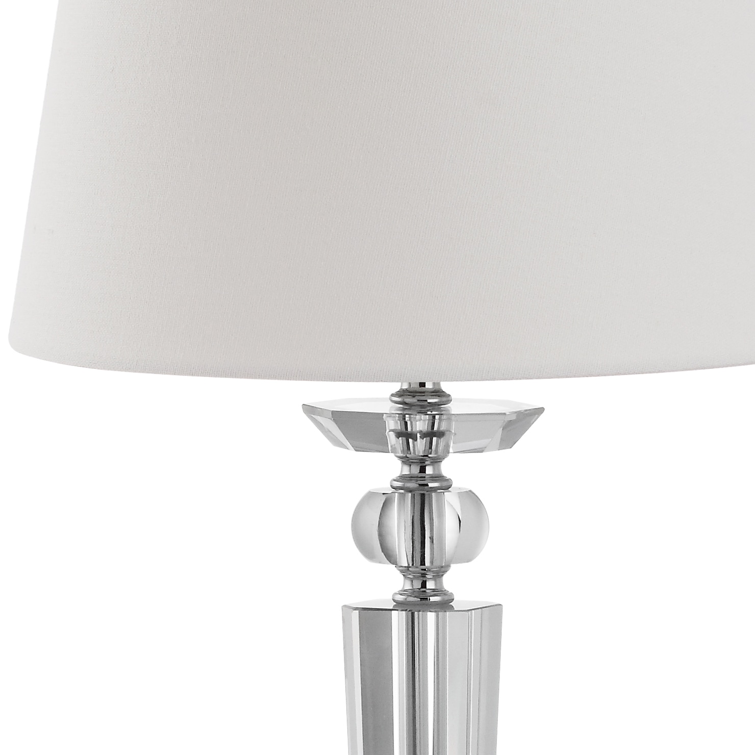 Elegant Crystal Candlestick Table Lamp Set with White Cotton Shade