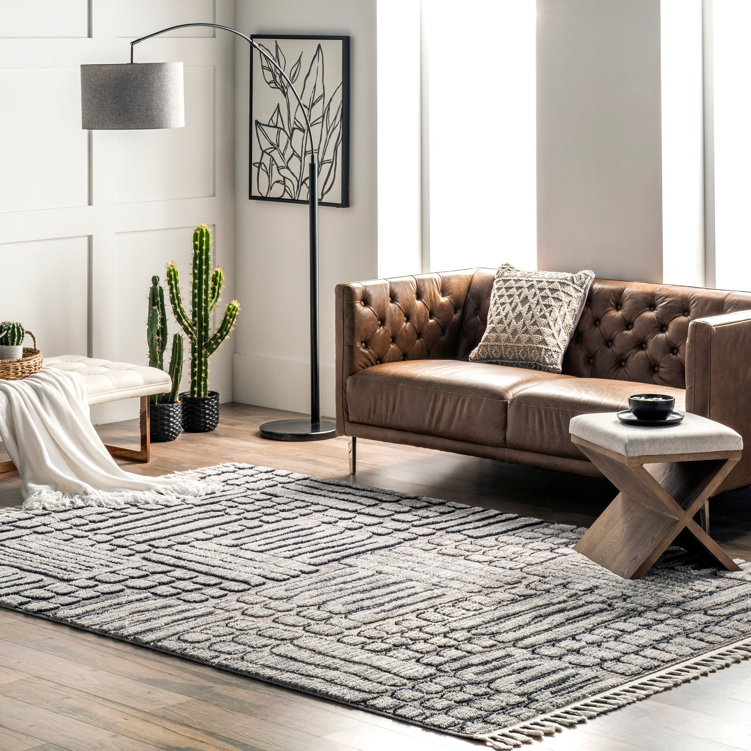 nuLOOM KKLR26A-406 Lorden 4 x 6 (ft) Loomed Polyester Gray Rectangular Indoor Geometric Area rug