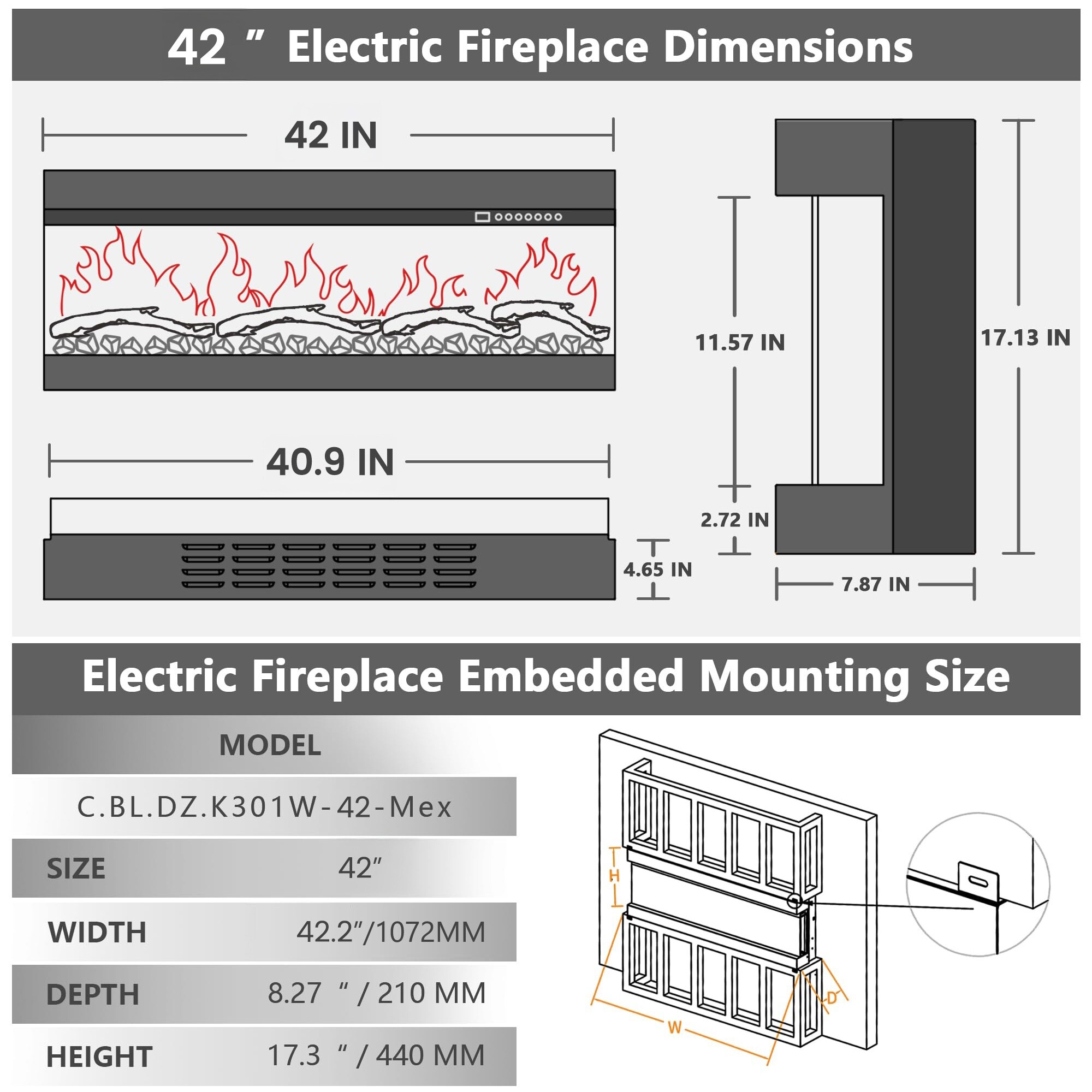 EdenDirect LW-TS42 Electric-Fireplaces - View #9