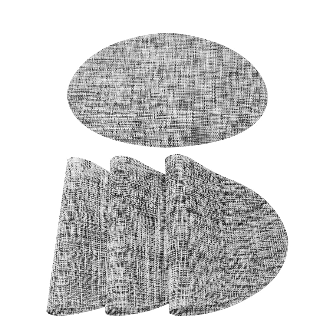 Unique Bargains Washable Placemats 4pcs Heat- Cross Woven Non-Slip Insulation Mats for Kitchen Dining Table Oval Gray 18x12inch