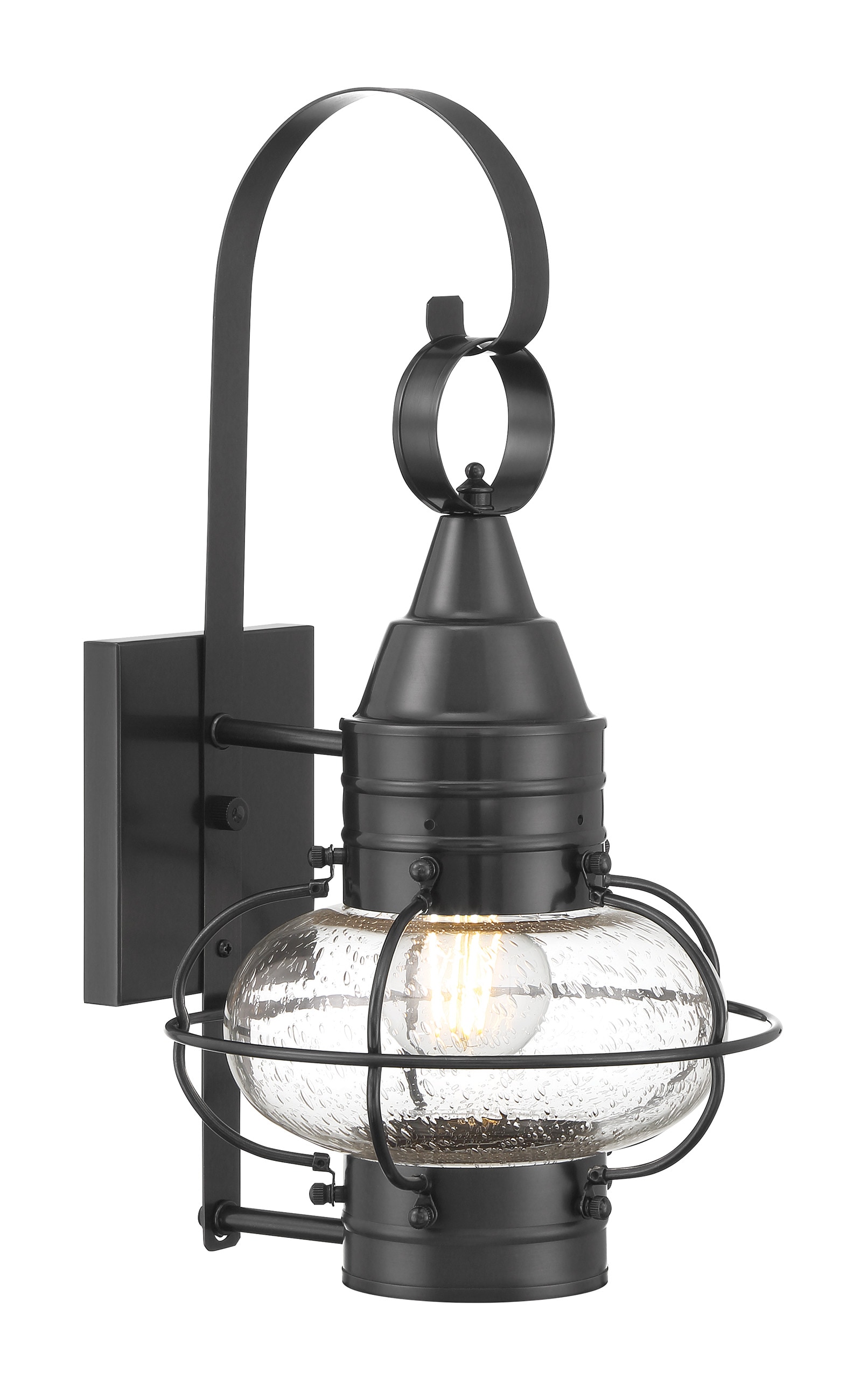 Gunmetal Seeded Glass 1-Light Dimmable Outdoor Wall Sconce