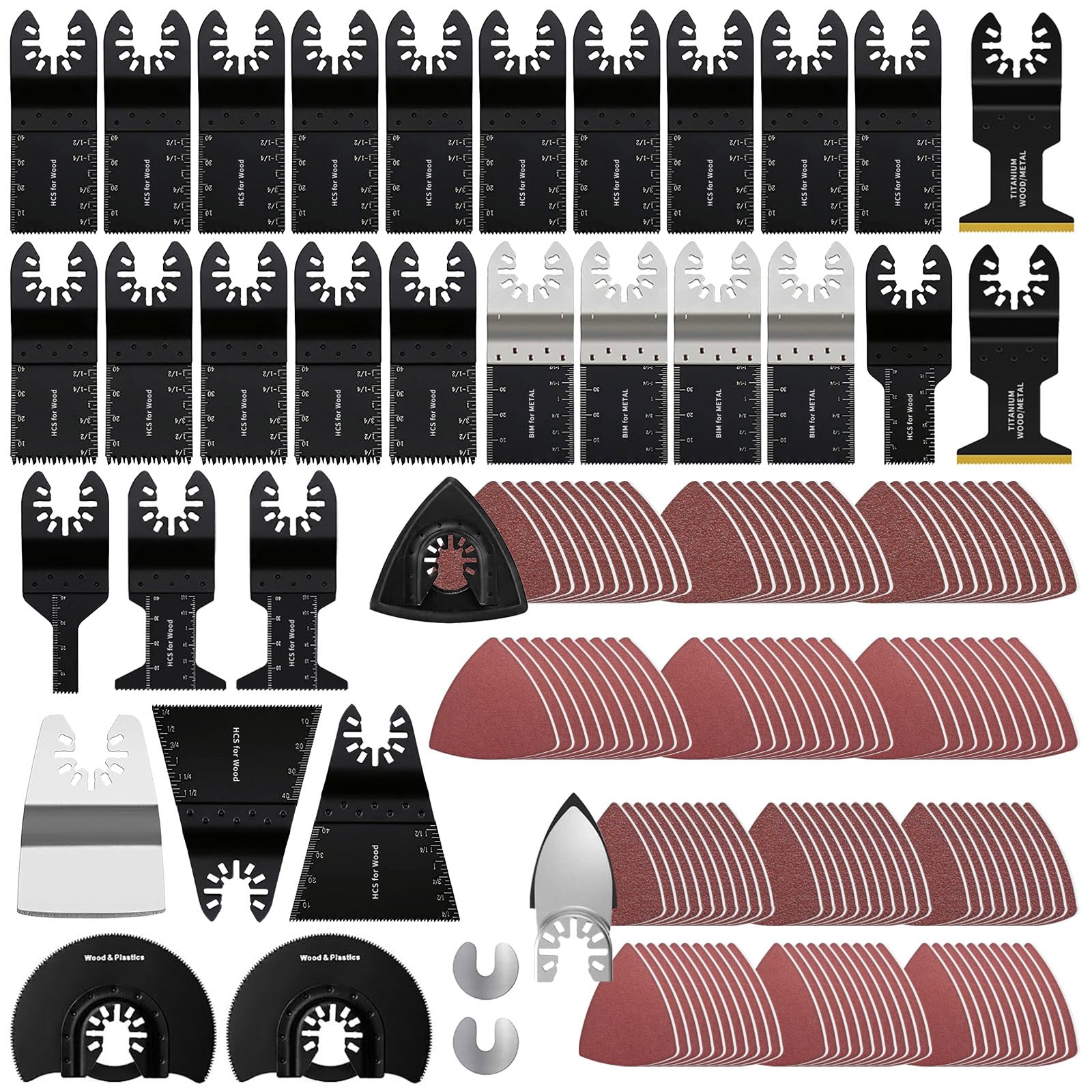 AOIZGMY  154 pack oscillating saw blades kit wood metal cutting multitool blades quick release universal fit with sanding paper for home repair