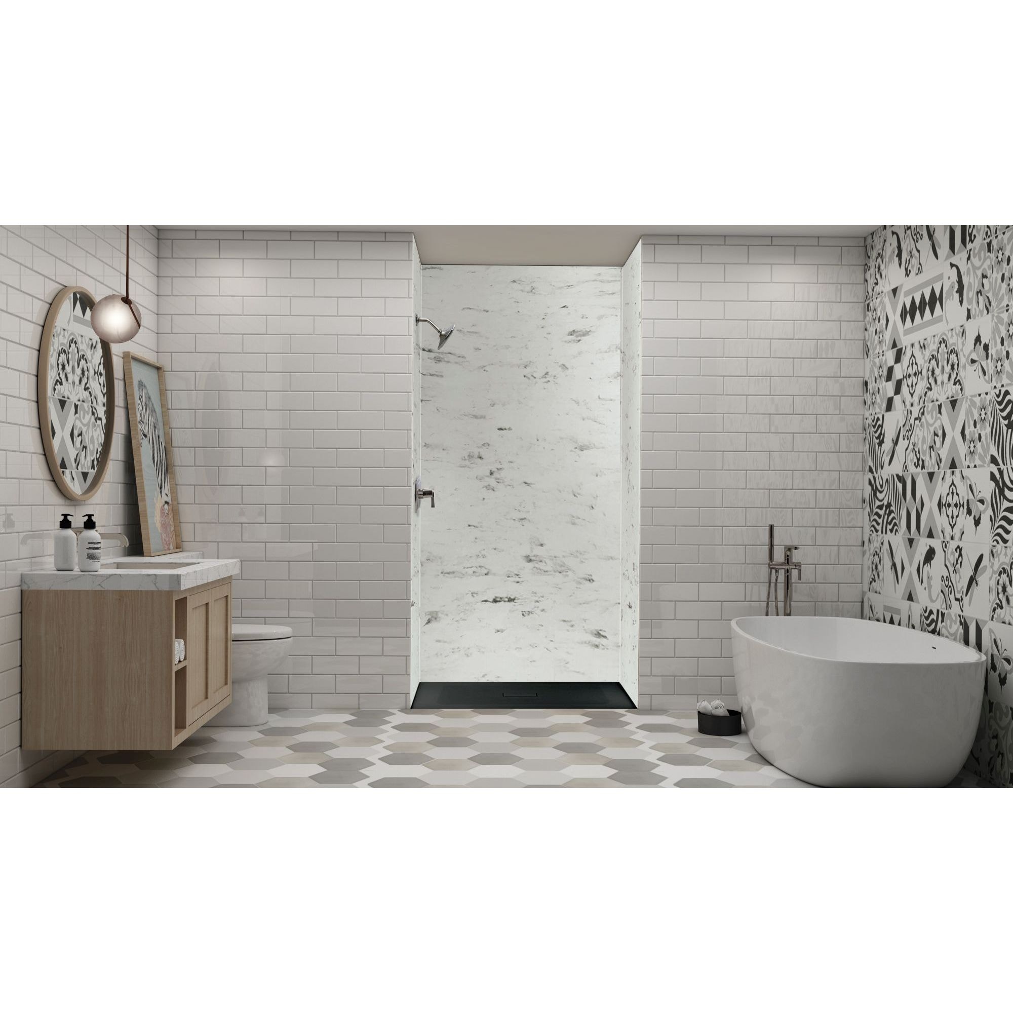 Transolid FZS5140C-09 40-in W x 51-in L Center Black Single Threshold Rectangle Shower Pan Base with 1-in H Threshold