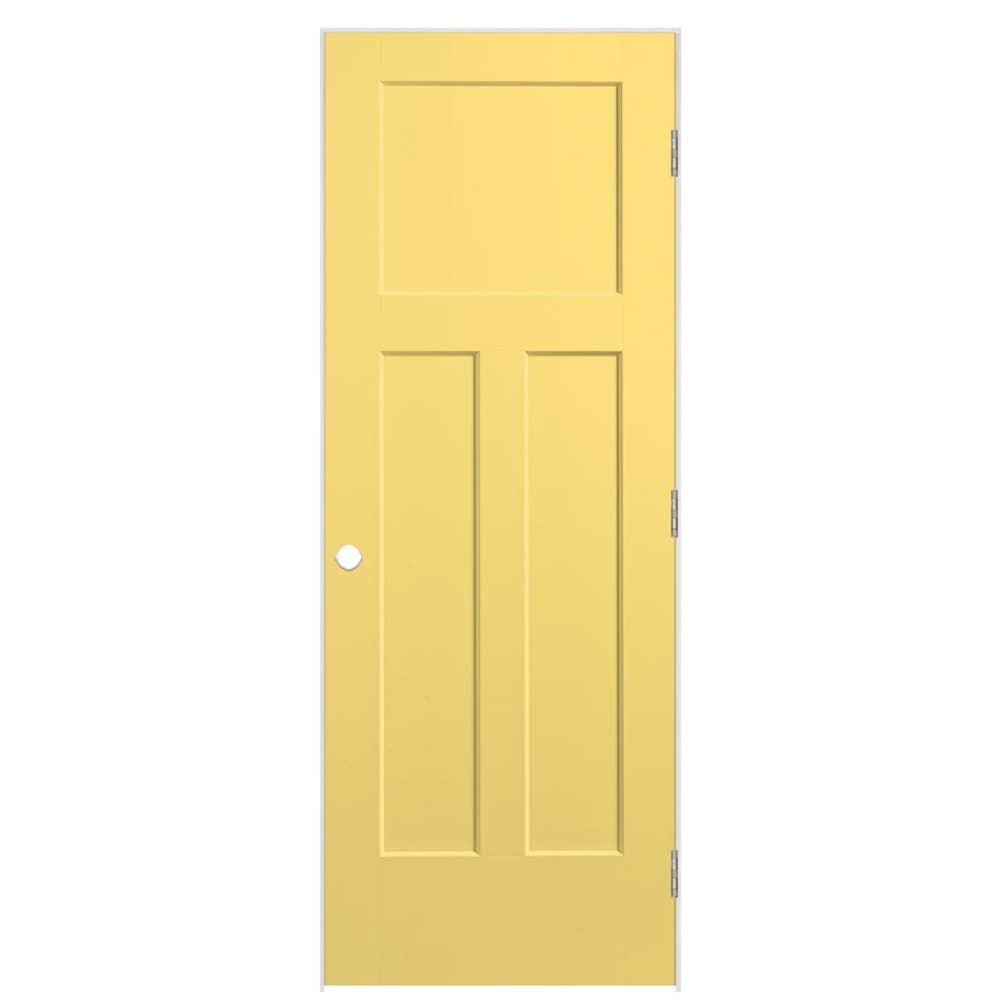 Masonite 883324 24-in x 80-in Marigold Solid core 3-panel craftsman Left hand Smooth Prefinished Molded composite Flat Jamb Single Prehung Interior Door