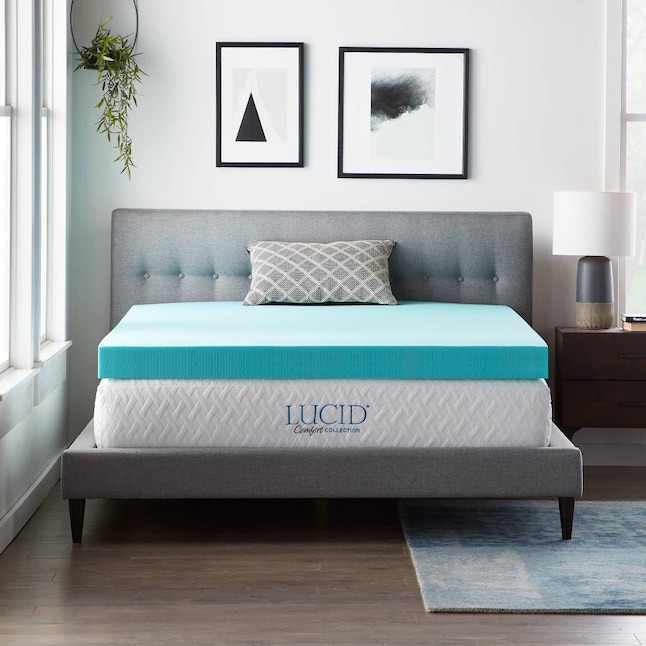 Turbulens Dominerende ligegyldighed LUCID Comfort Collection Gel 4-in D Memory Foam King Mattress Topper in the  Mattress Covers & Toppers department at Lowes.com