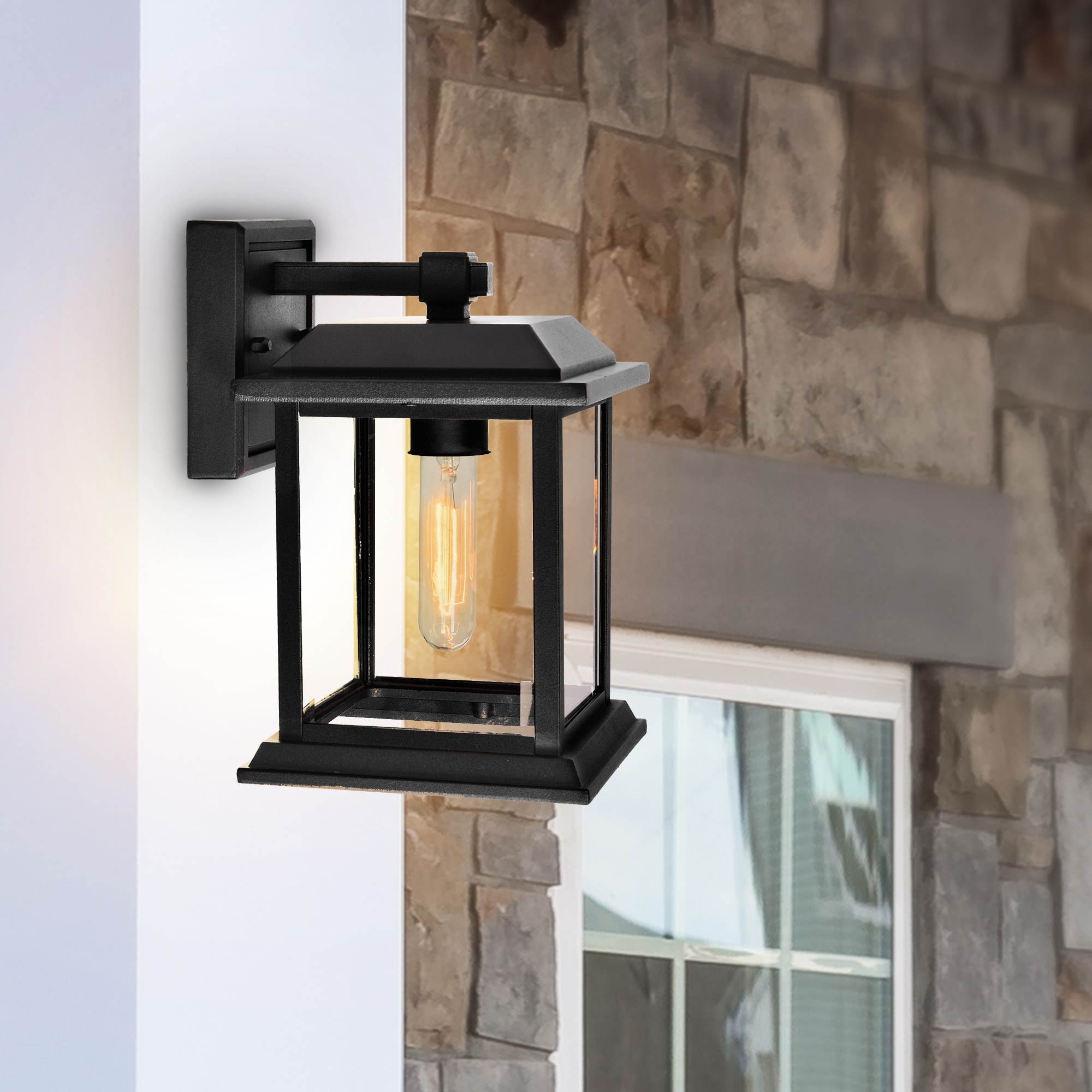 CWI Lighting 0409W8-1-101 Blackbridge 1 -Light 10-in H Black Hardwired Outdoor Wall Light
