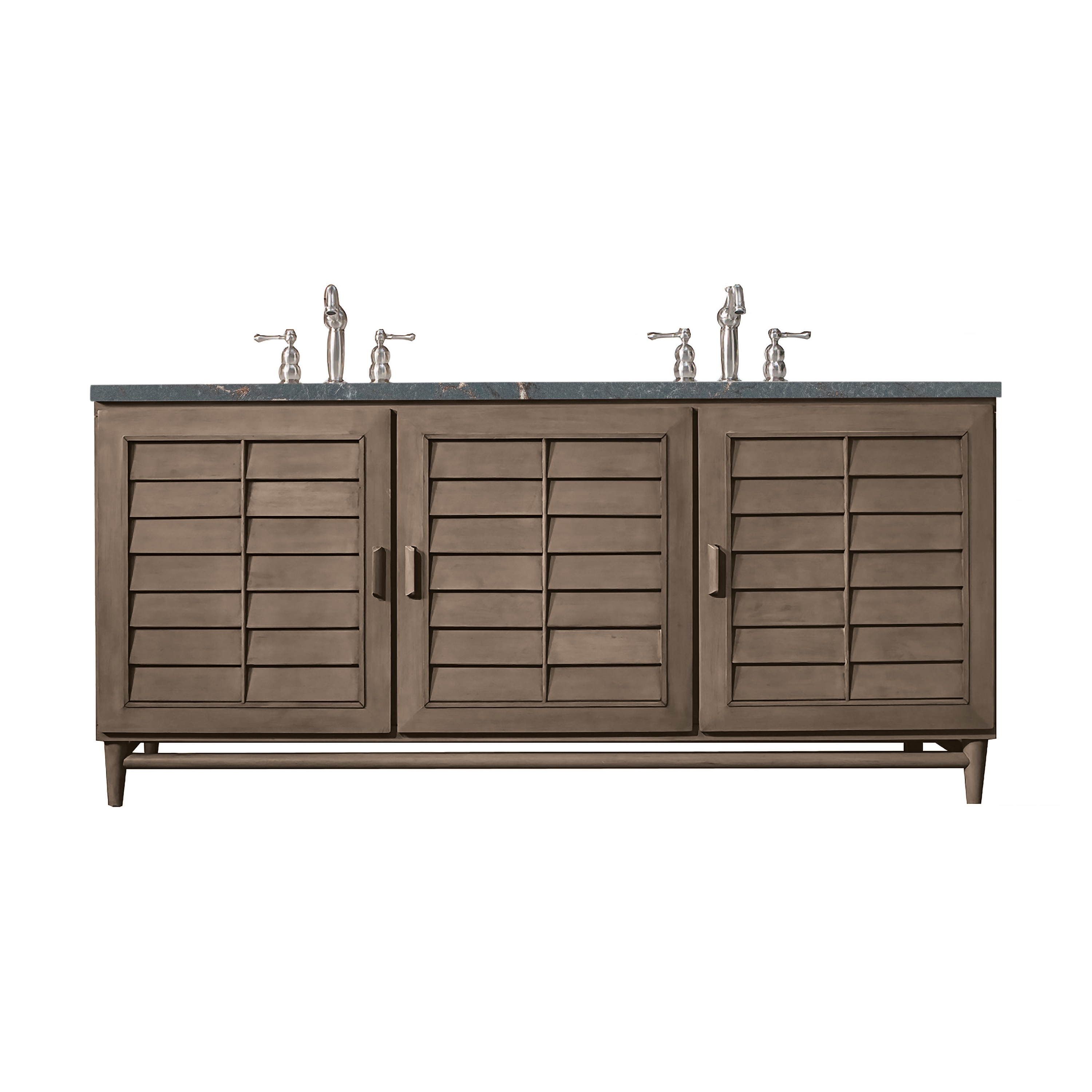 James Martin Vanities 620-V72-WW-3PBL Portland 72-in Whitewashed Walnut Undermount Double Sink Bathroom Vanity with Parisien Bleu Quartz Top
