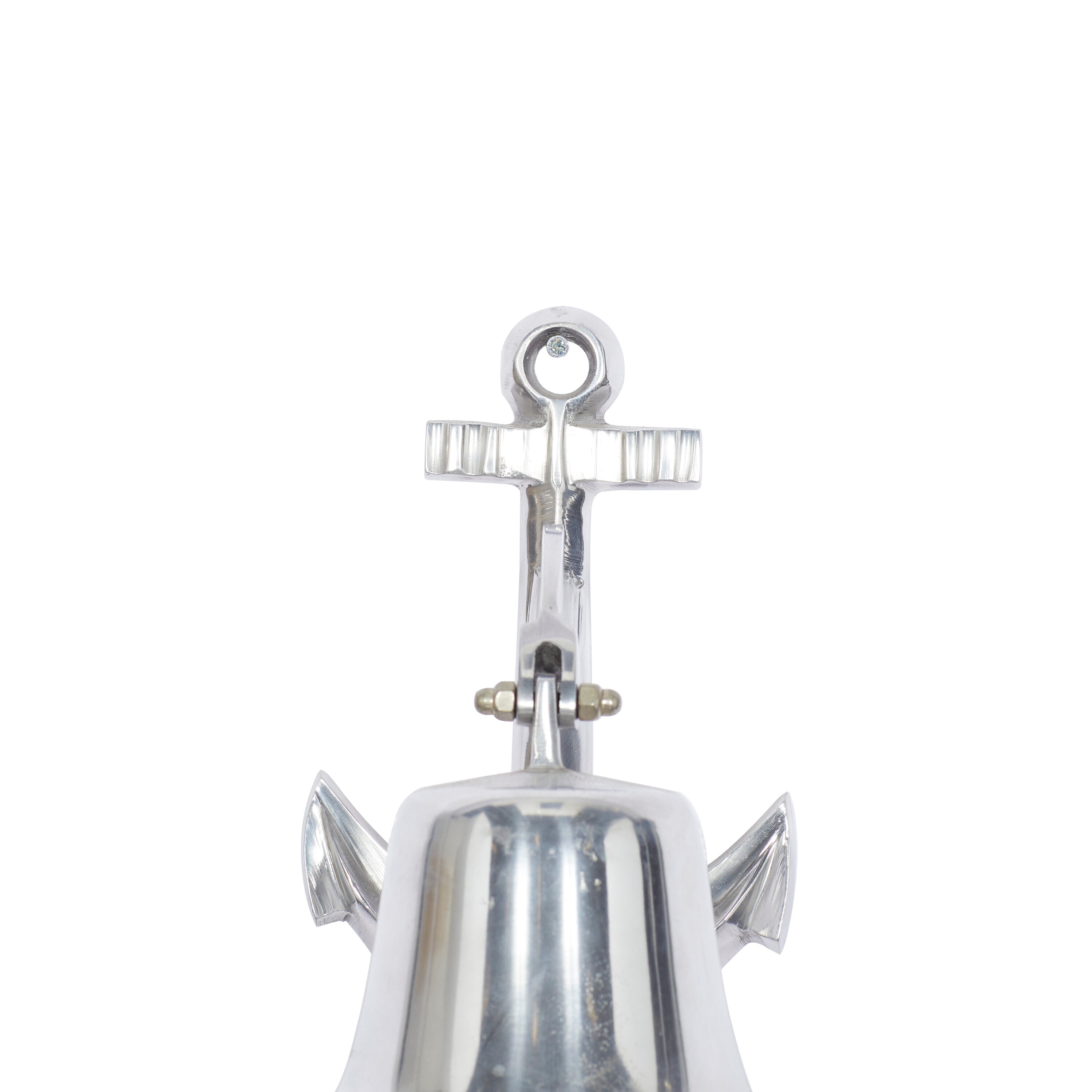 Silver Aluminum Nautical Bell Wall Sculpture with Anchor Backing