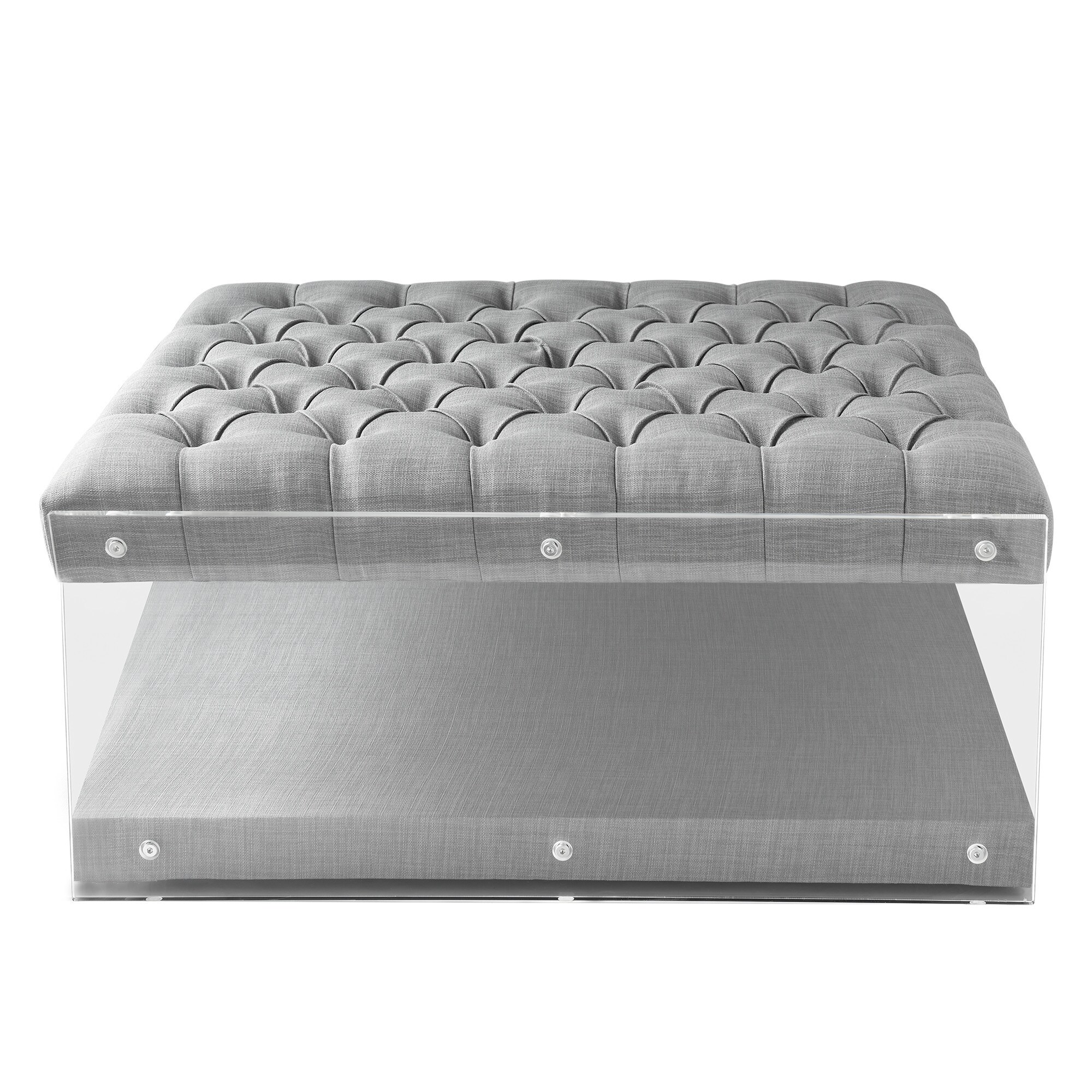 Inspired Home ON43-03LG-LS Fleur Modern Light Grey Ottoman