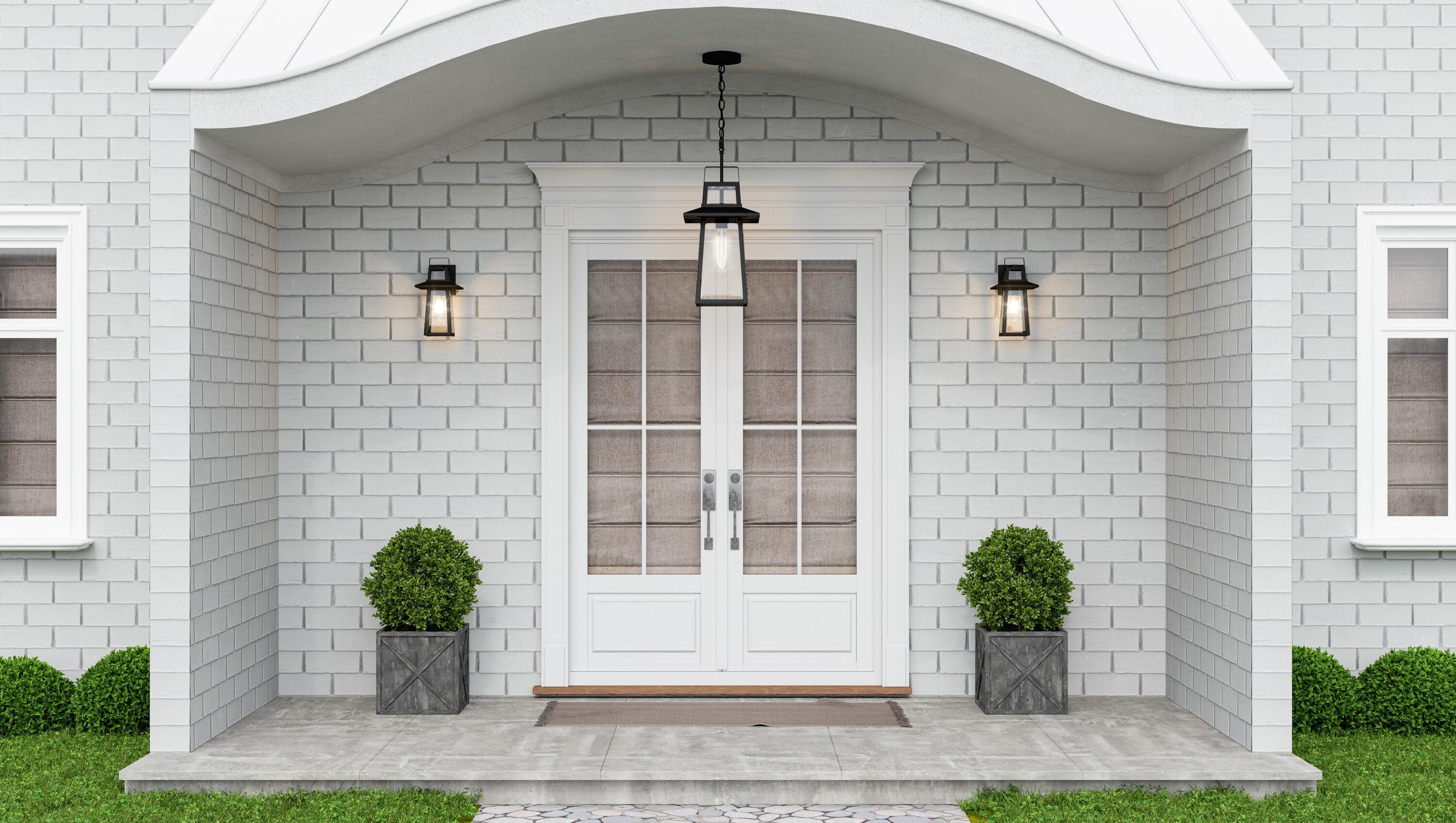 Devonport Matte Black Steel Outdoor Wall Lantern with Clear Glass