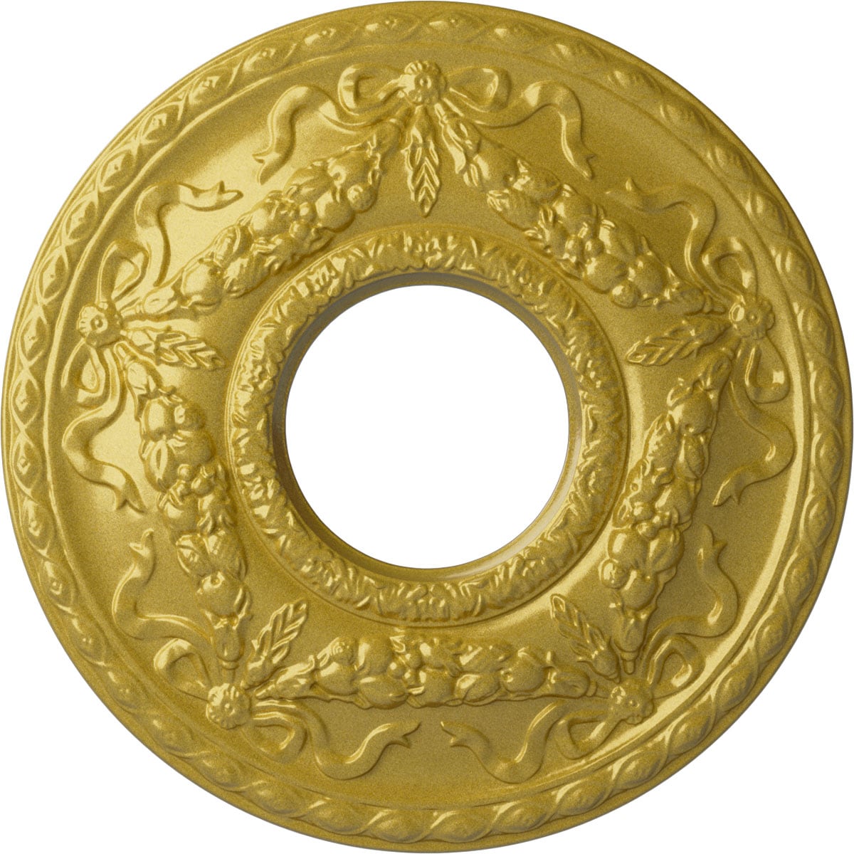 Ekena Millwork CM26HURGS Hurley 22.125-in W x 22.125-in L Painted Rich Gold Polyurethane Whole Ceiling Medallion