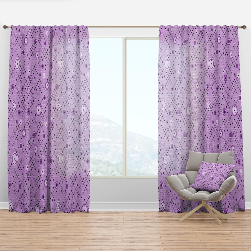 Designart CTN24150-52-108 108-in Purple Abstract Room darkening Thermal lined Rod pocket Single curtain panel