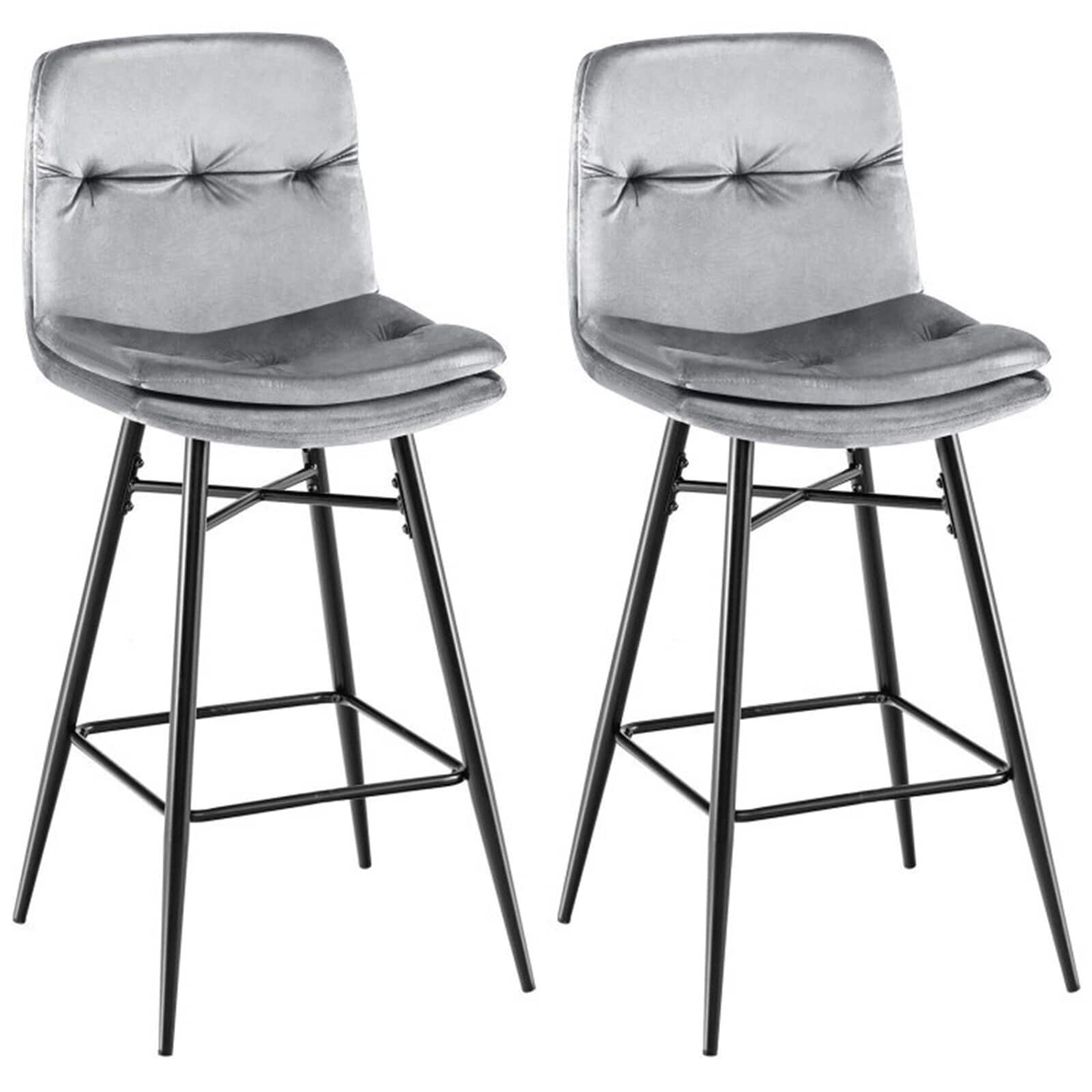 BESTCOSTY D0102LJWH21947-ZY Gray 28.5-Inches H Bar height Square seat Upholstered Metal Bar Stool