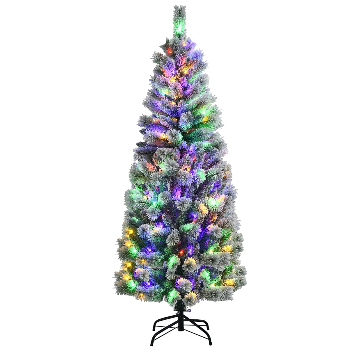 WELLFOR Remote Control Tree 6-ft Pre-lit Flocked Artificial