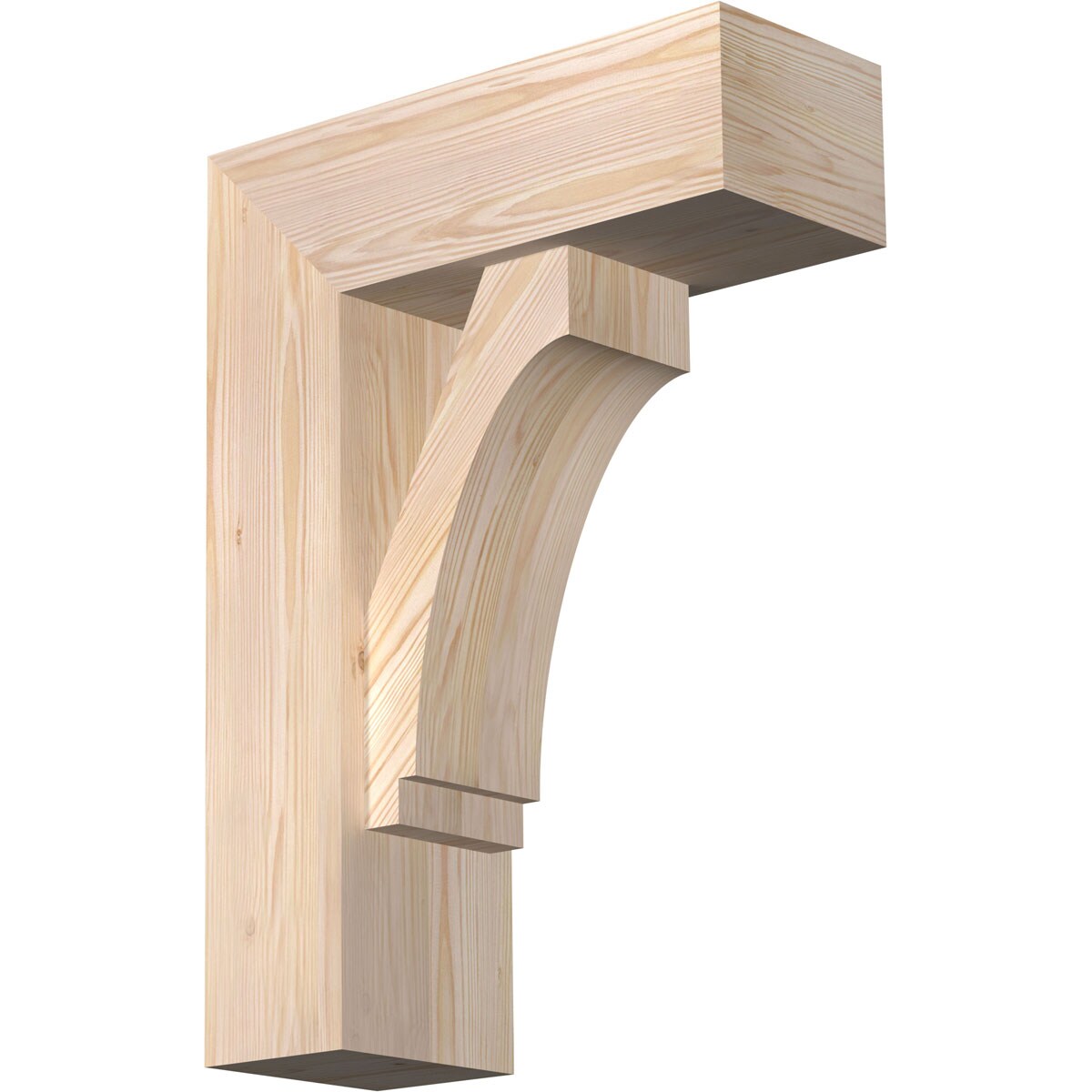 Ekena Millwork 1462968 Imperial block smooth bracket with offset brace 7-1/2-in x 20-in x 28-in Douglas fir Brown Wood Standard bracket