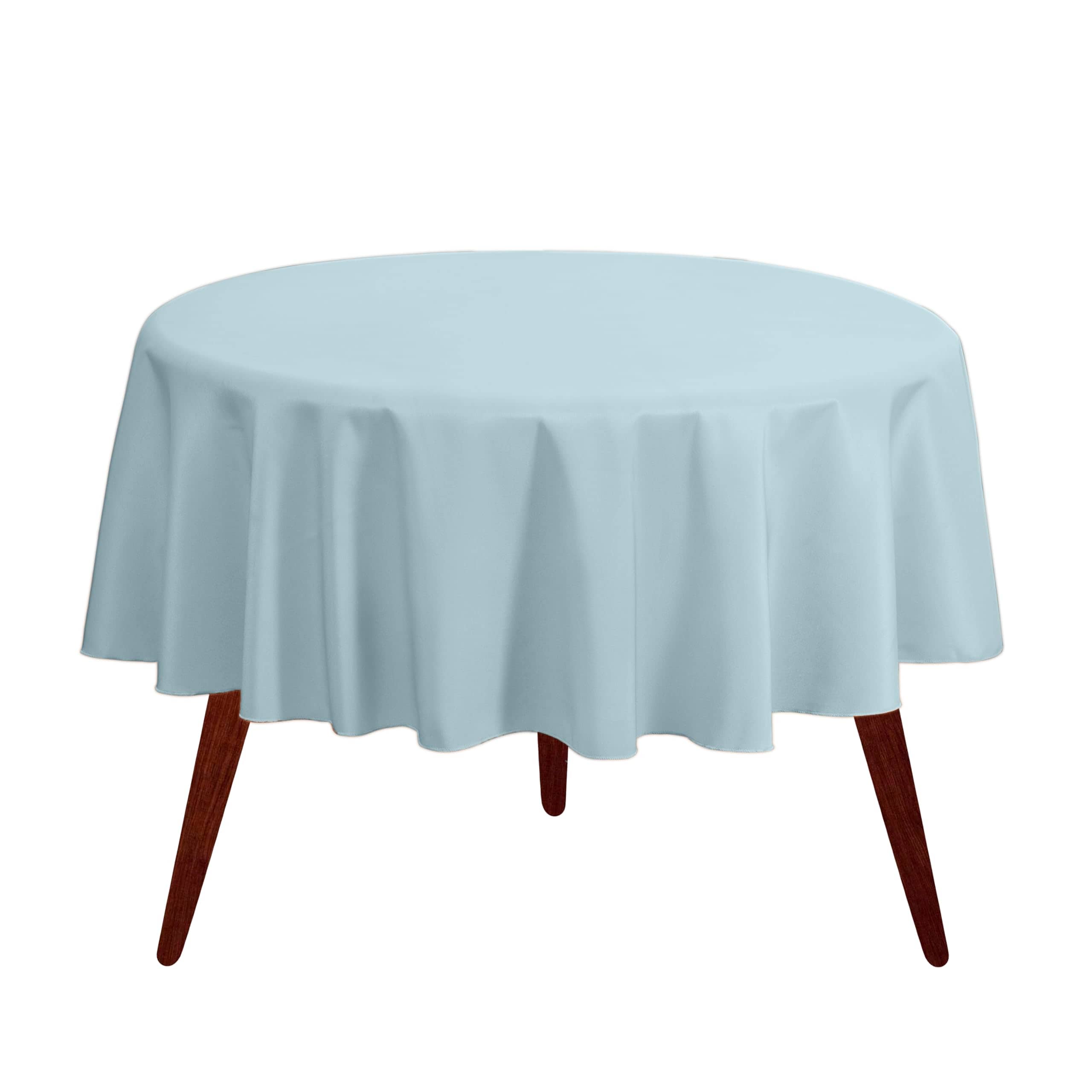 Gee Di Moda  Round Tablecloth - 132 Inch Baby Blue Round Table Cloth - Heavy Duty Washable Fabric - for Buffet Table Holiday Party Dinner Wedding and Baby Shower