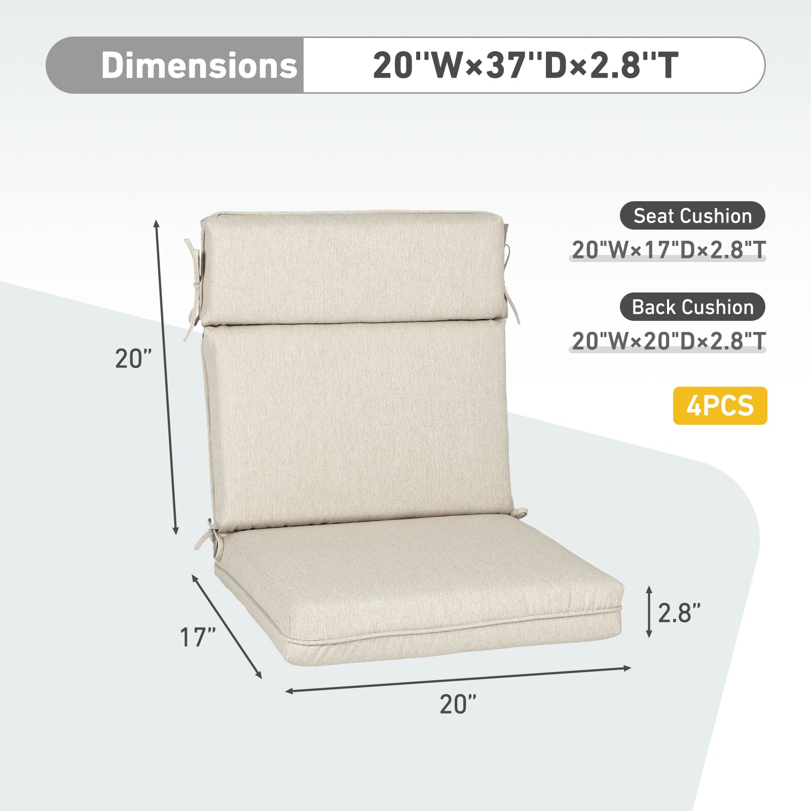 Aoodor A391-PLILI Patio-Furniture-Cushions - View #2