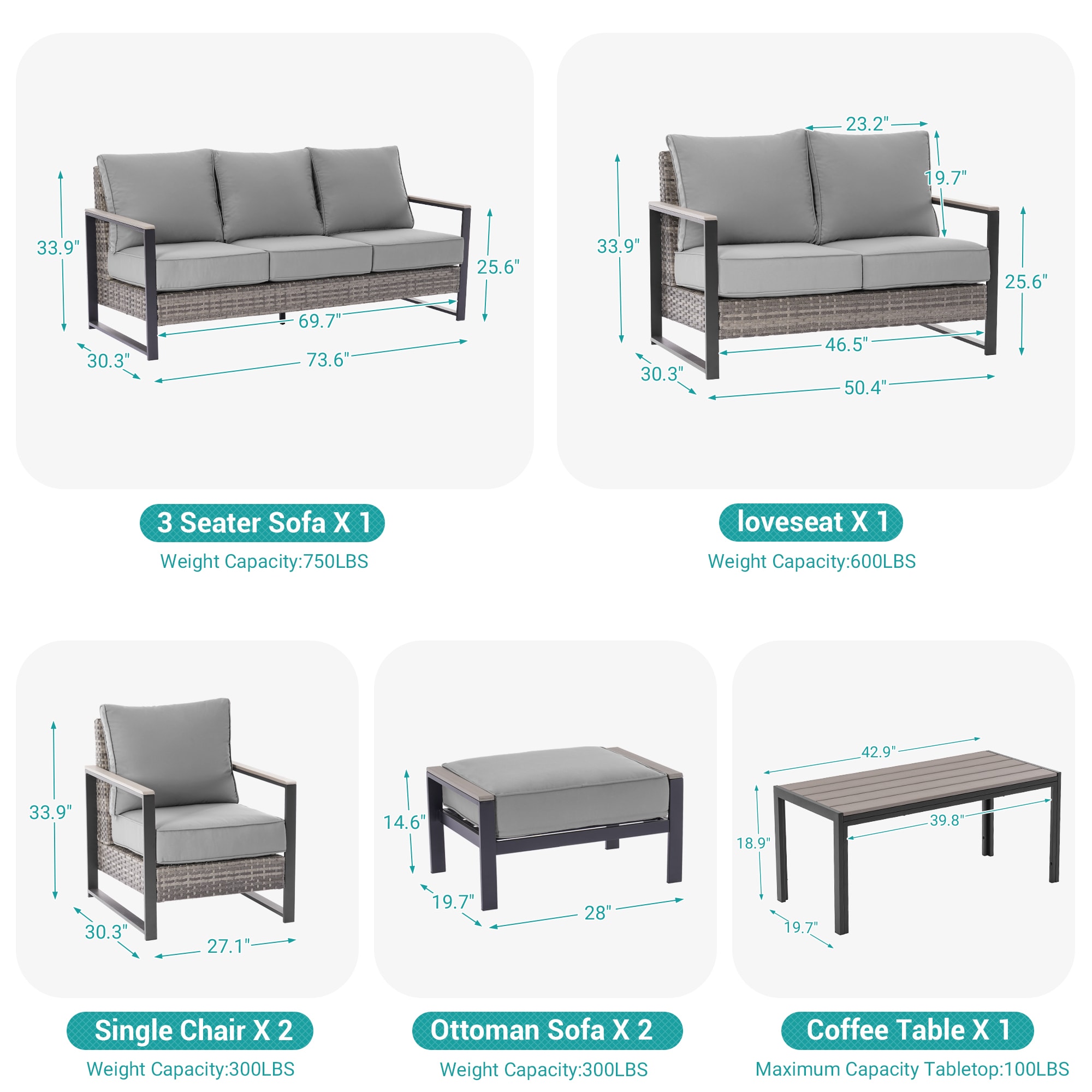 ACEGOSES LW-148HGY-S3T6 Patio-Conversation-Sets - View #3