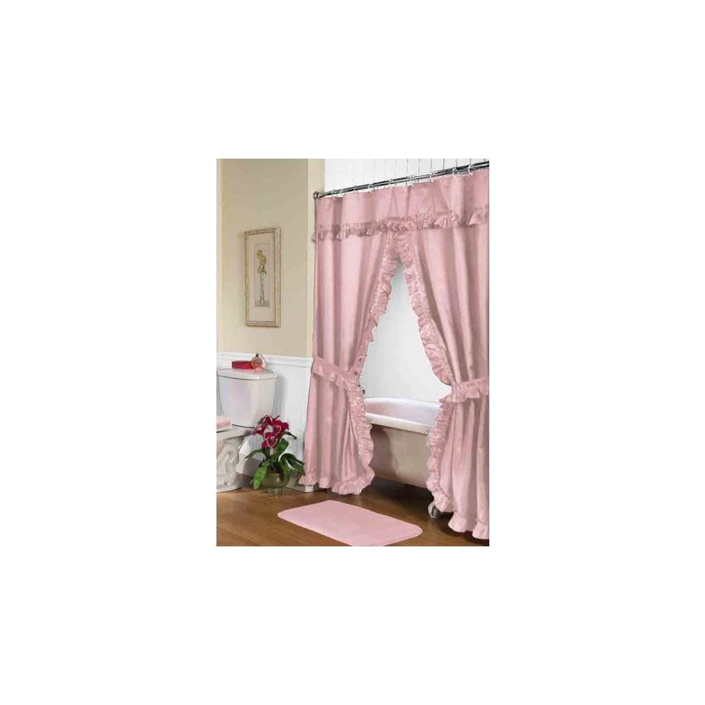 Carnation Home Fashions Fscd L 28 72 X In Lauren Double Swag Shower Curtain Rose At Com Lauren Double Swag Shower Curtain Rose, Double Swag Shower Curtains With Valance