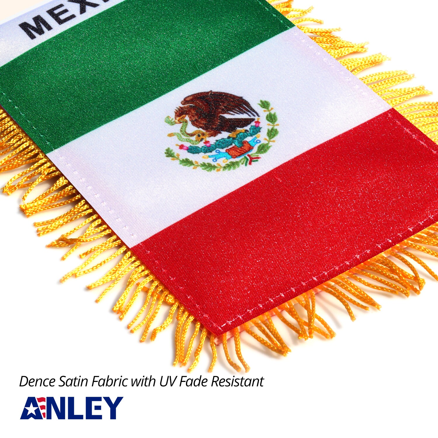 Mexican Flag 4x6 Inch Fringed Window Hanging Banner