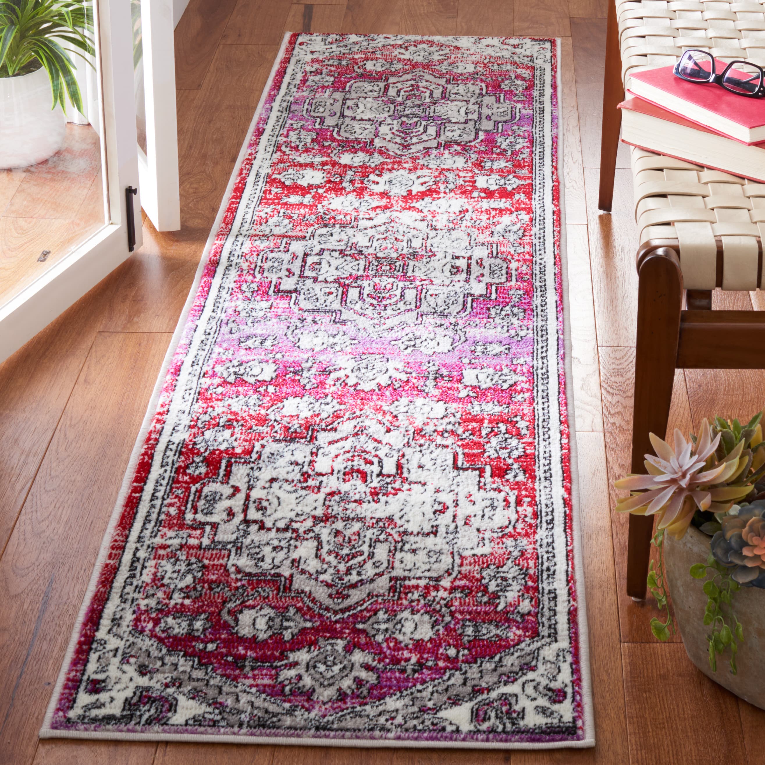 Skyler 101Q Red/Ivory 2 x 8 Rectangular Runner rug