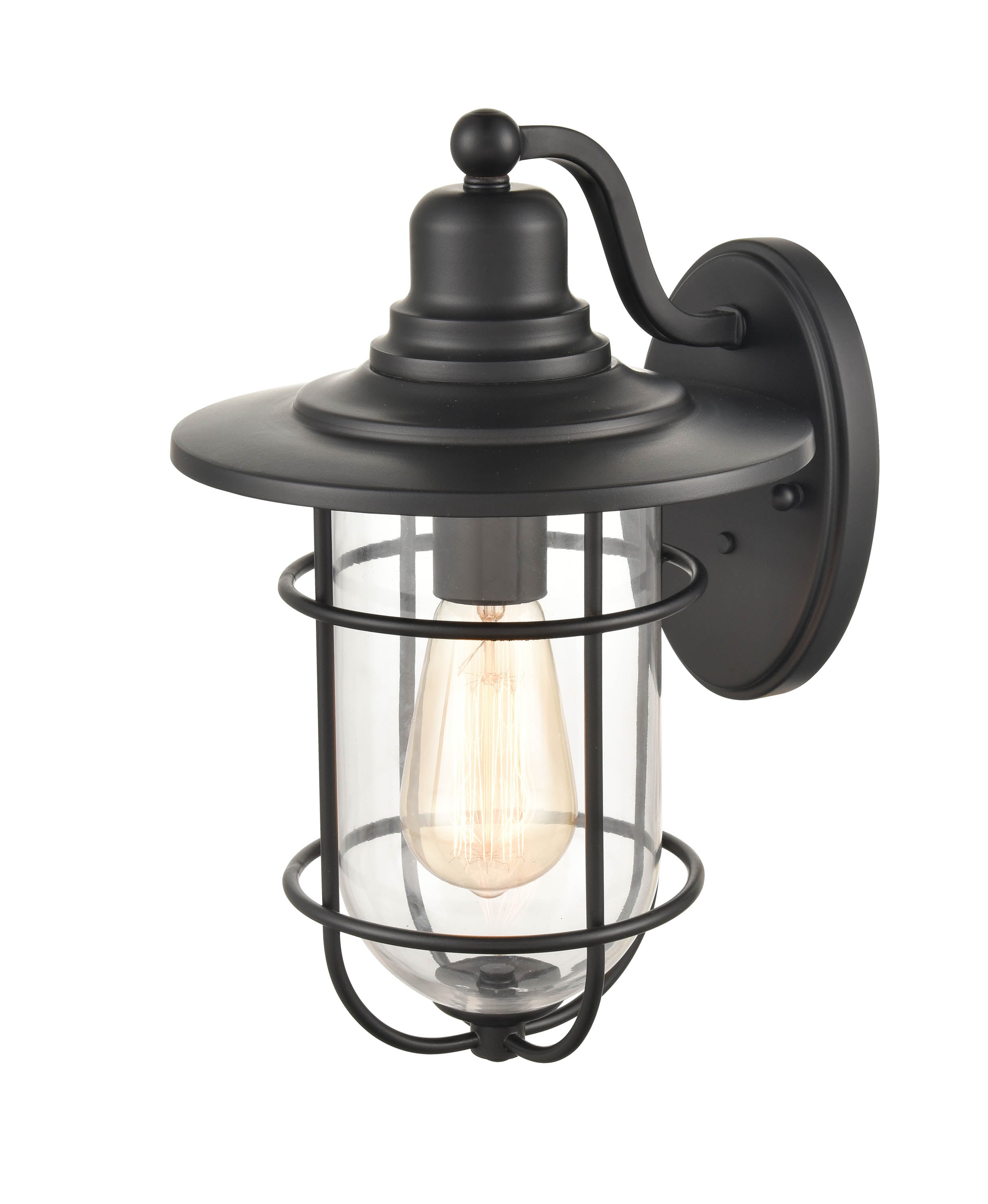 Powder Coat Black 16" Outdoor Wall Sconce with Clear Glass Shade