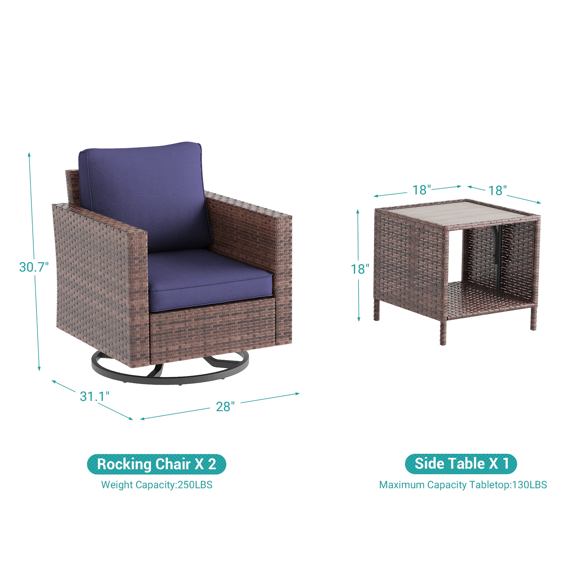 ACEGOSES LW-2R-BNY-T3 Patio-Conversation-Sets - View #2