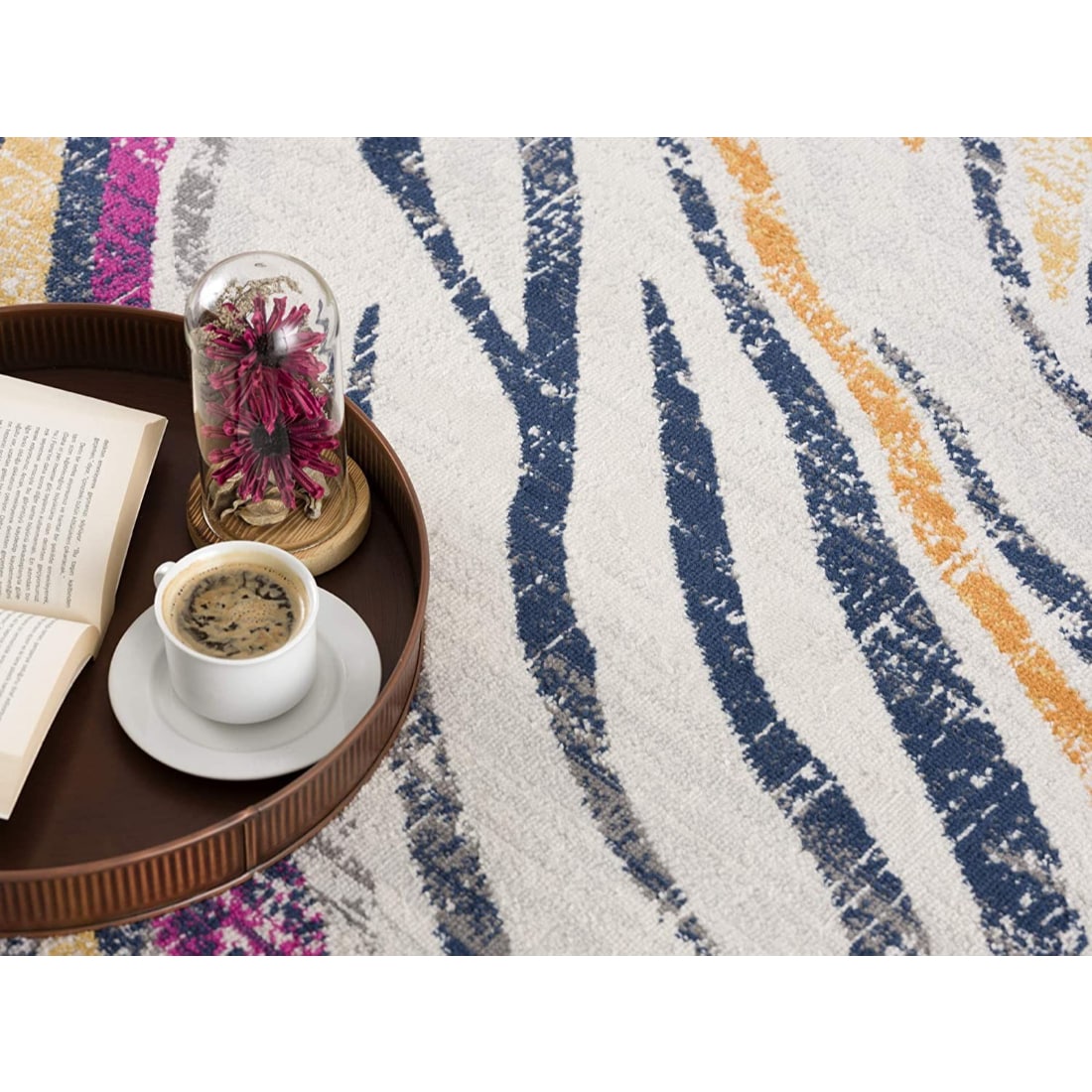 HomeRoots 4000393139 3 x 5 (ft) Polypropylene Blue Gold Rectangular Indoor Geometric Area rug