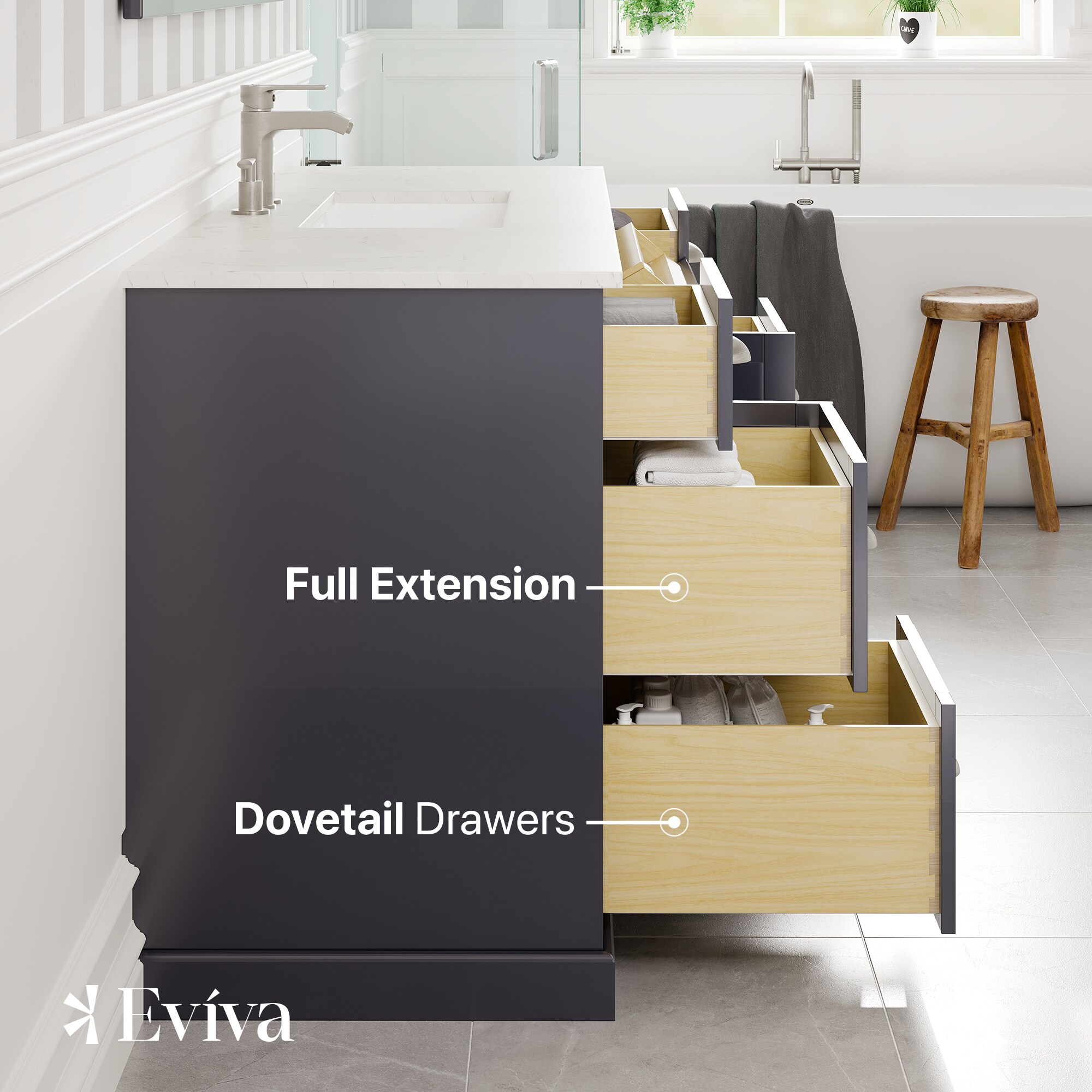 Eviva EVVN666-60CGR-SS Bath-Vanity-Combo - View #5