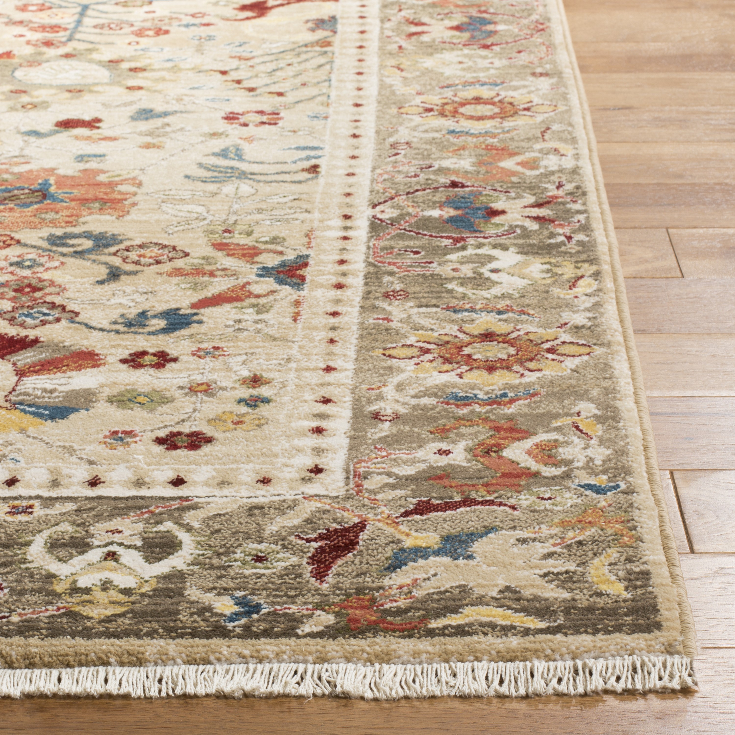 Beige and Taupe Floral Synthetic 8' x 10' Area Rug