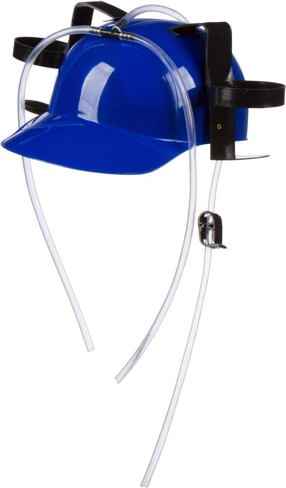 Beer & Soda Guzzler Helmet - Drinking Hat By EZ Drinker (Blue