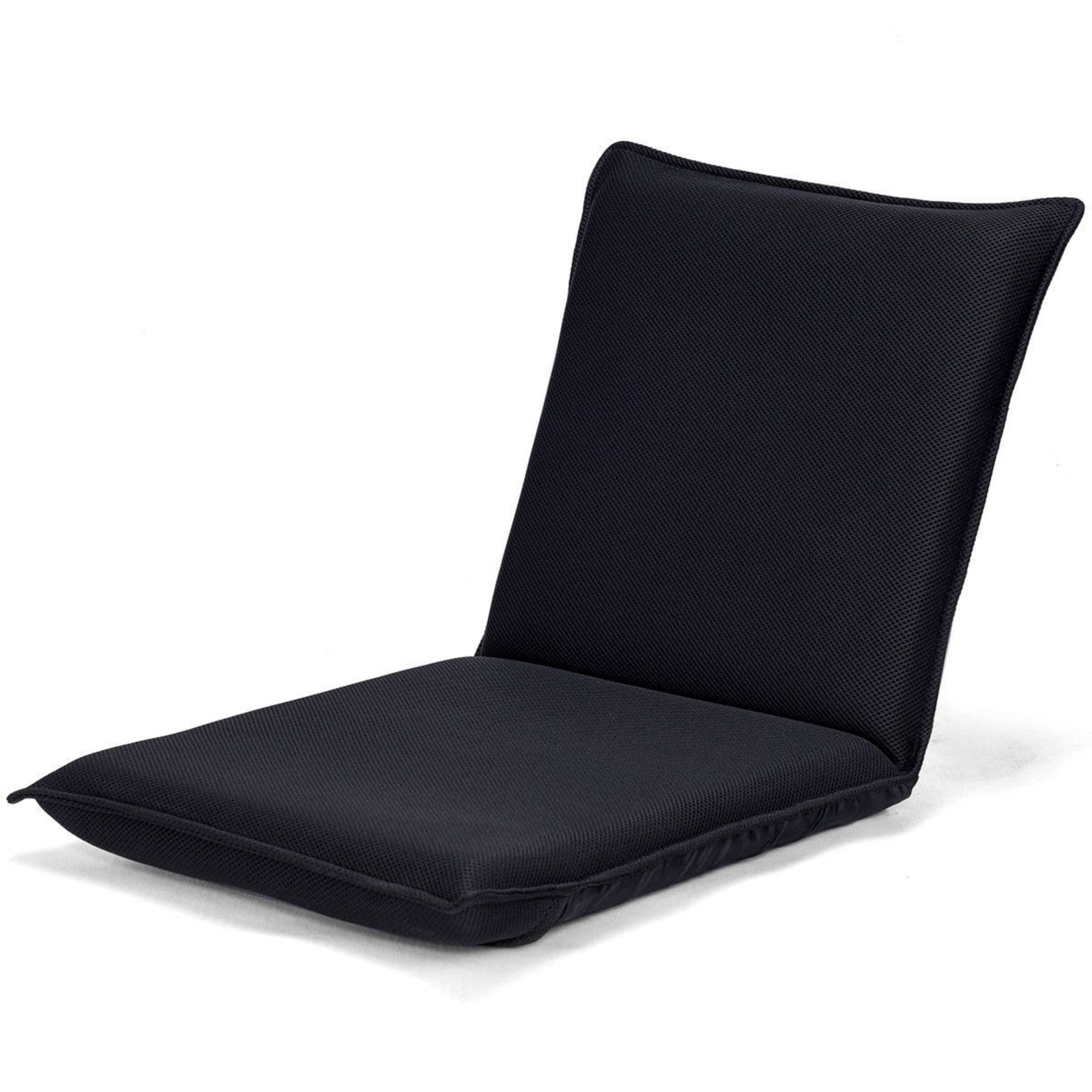 Poinic - 6-Position Adjustable Folding Cushioned 18-in W Modern Black Mesh Floor chair Chair