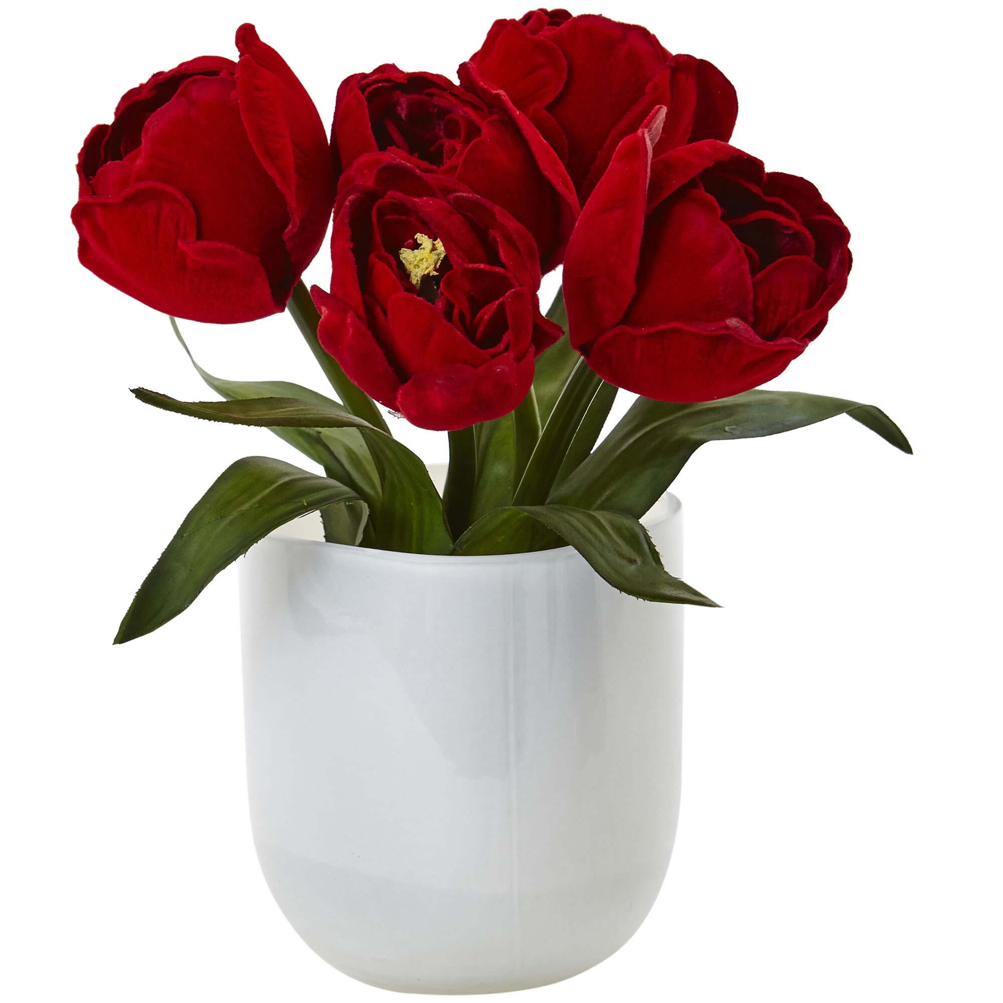 Nearly Natural 4880-RD 8.5-in Red Indoor Tulips Artificial Flower