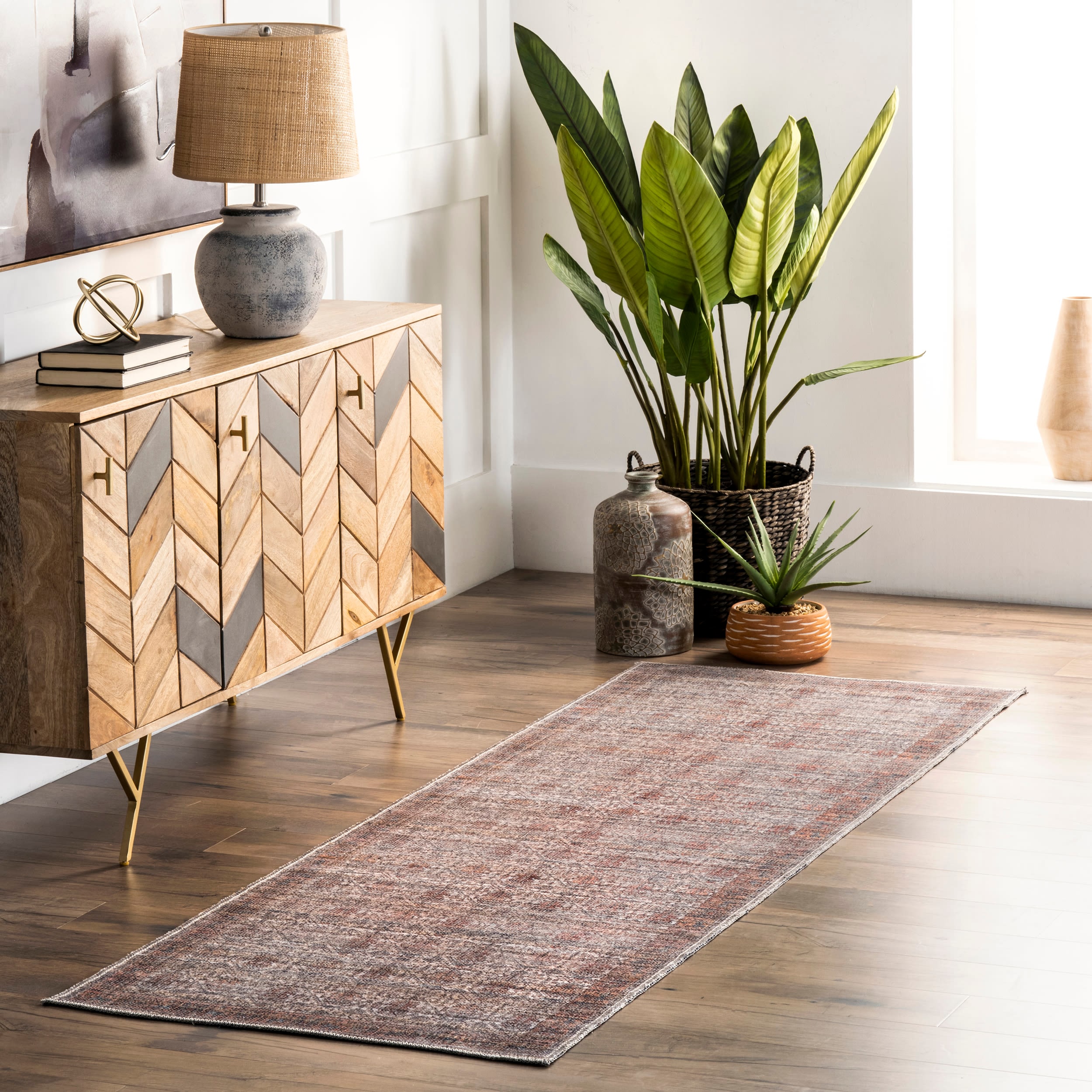 nuLOOM KFAE01A-2808 Aerin 2 x 8 (ft) Loomed Polyester Rust Rectangular Indoor Medallion Vintage Machine washable Runner rug