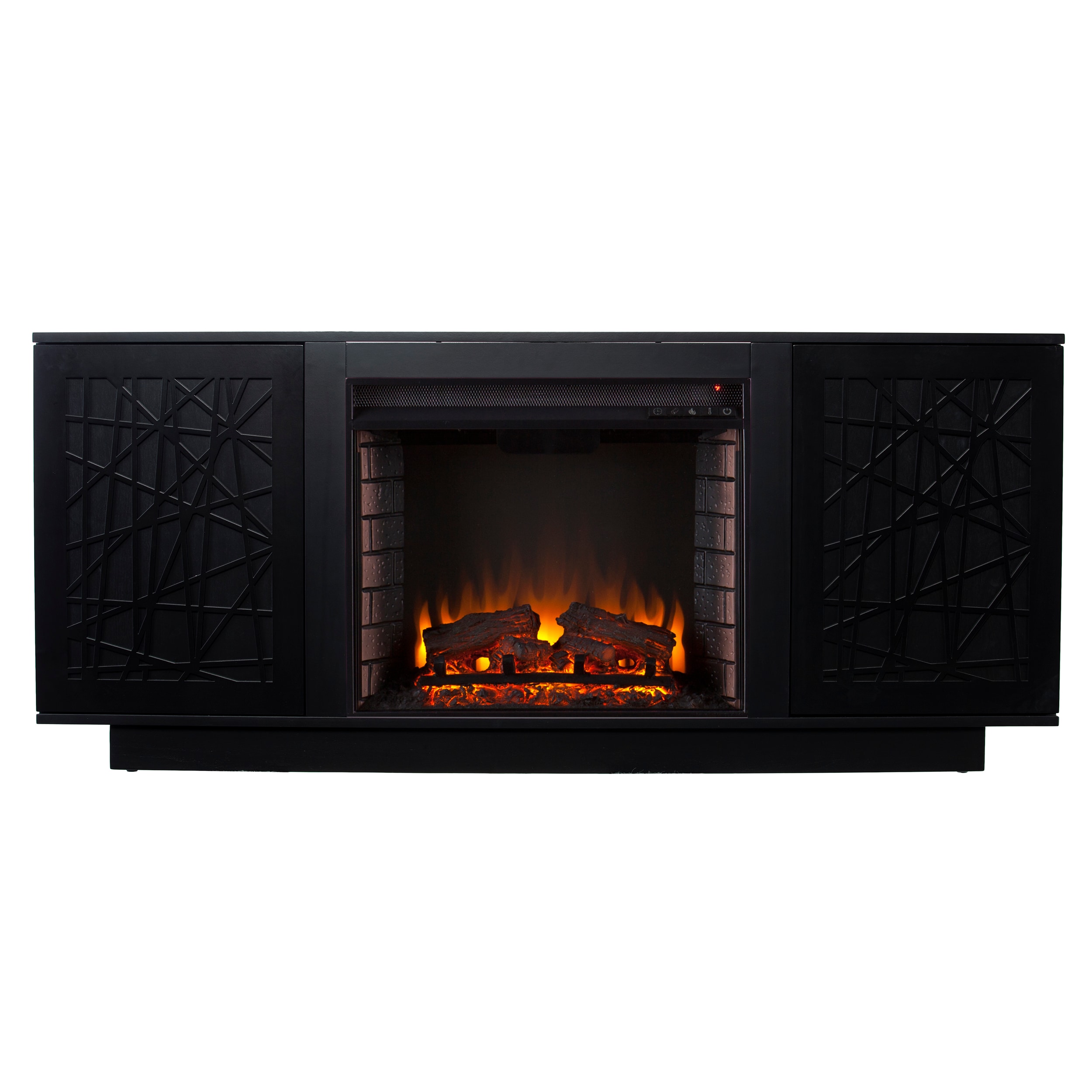 Southern Enterprises FE1224756 60-Inches W Black Free standing Fan-forced Flat wall Electric Fireplace with Remote Control Included