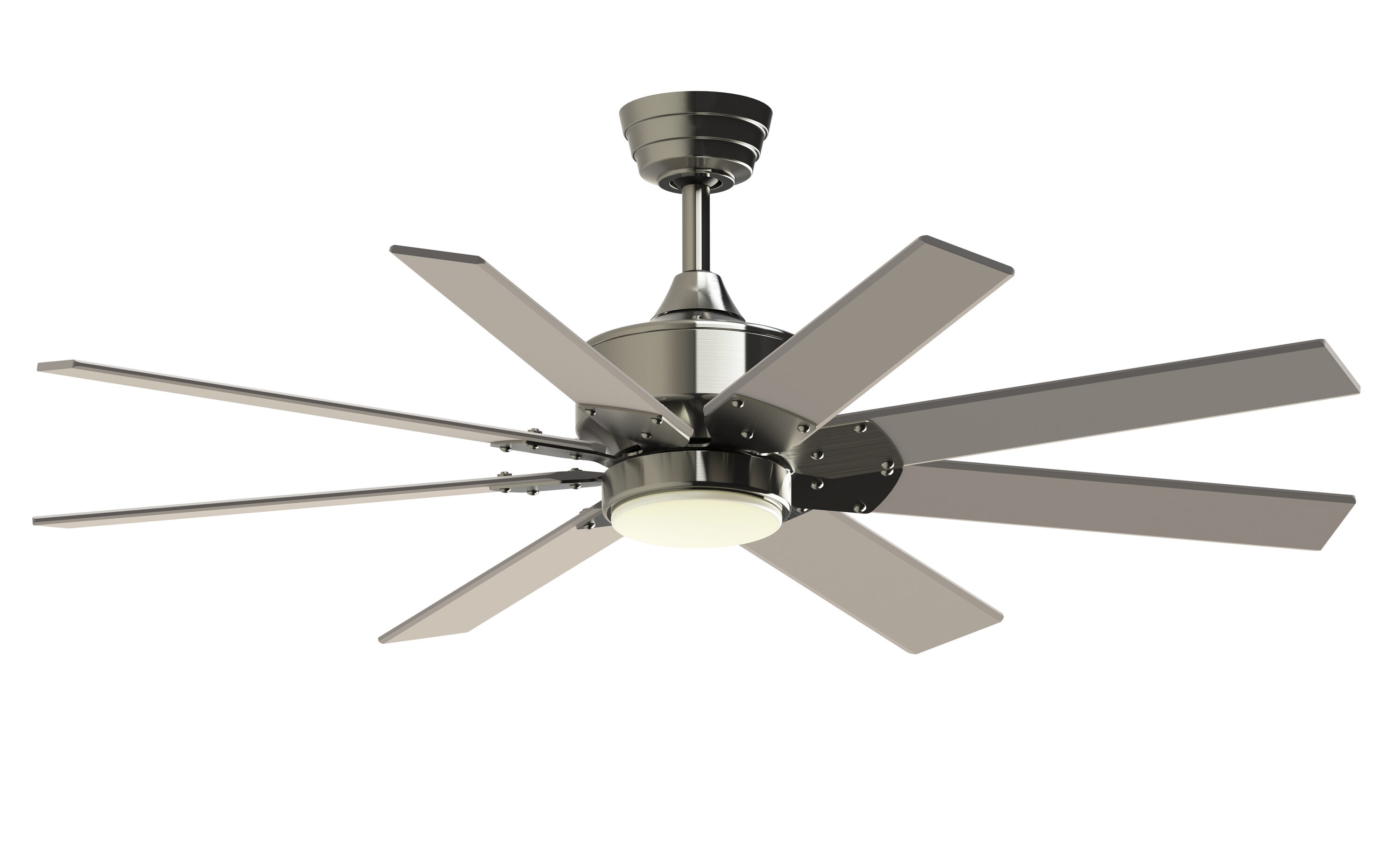 Fanimation Levon Custom 52-in Brushed Nickel Color-changing Integrated LED Indoor/Outdoor Smart Ceiling Fan with Light and Remote (8-Blade) FPD7912BBN-52BN-LK Sansujyuku sansujyuku.com