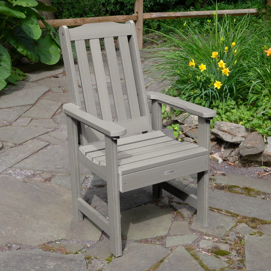 highwood AD-CHDL2-HGR The Lehigh Harbor Gray Poly-lumber Frame Stationary Dining Chair with Slat Seat