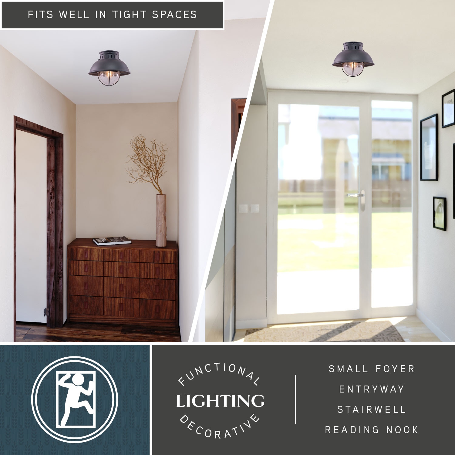 Harwich Textured Gray Coastal Globe Flush Mount with Seeded Glass