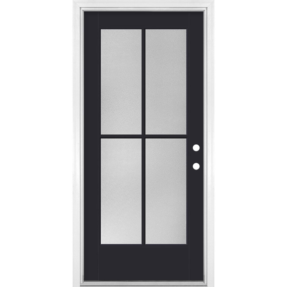 Masonite 1524225 36-in x 80-in x 4-9/16-in Fiberglass Full lite Left-hand inswing Peppercorn Painted Prehung Front Door with Brickmould Insulating core