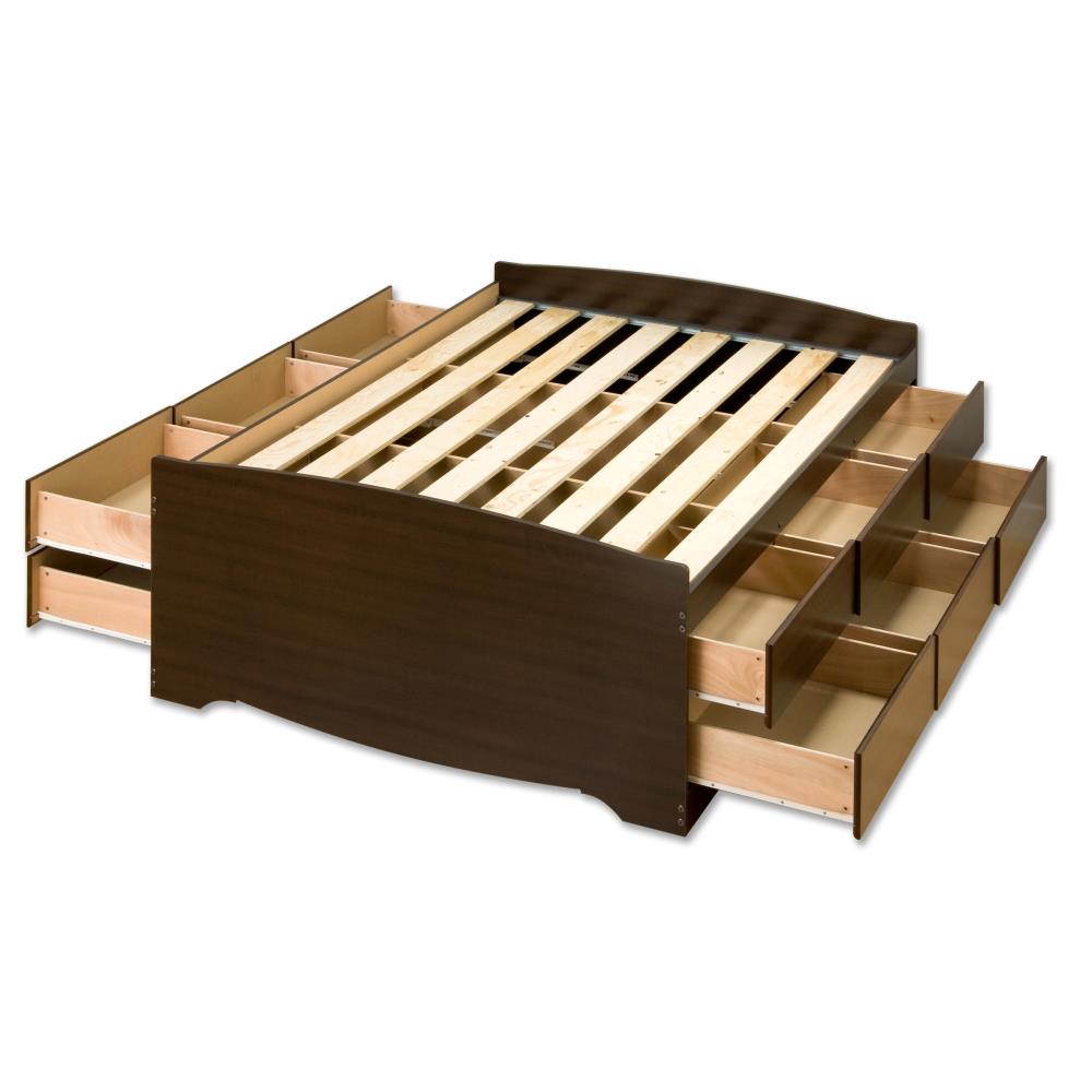 queen platform storage bed with 12 drawers