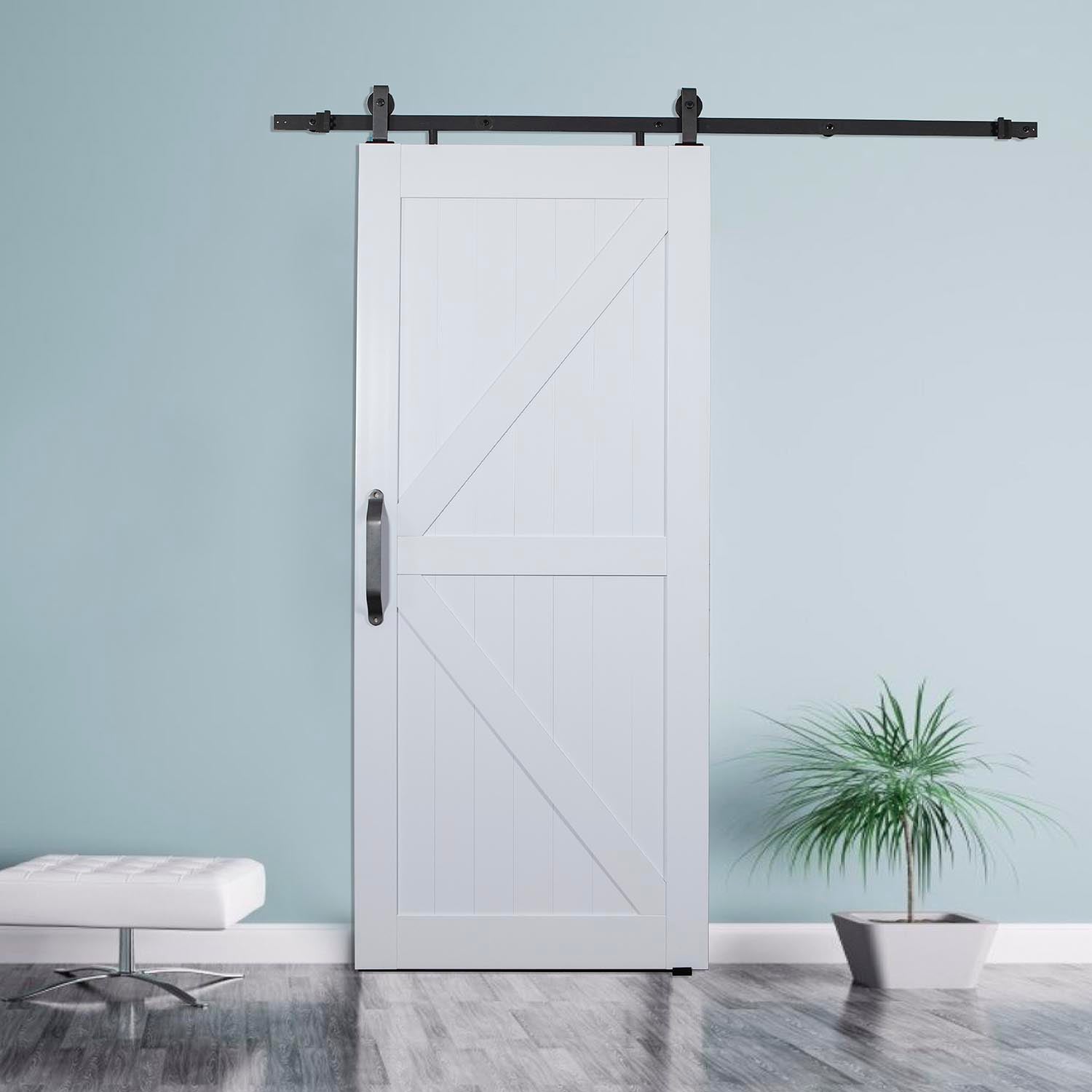 Pinecroft 42-in X 84-in White PVC Single Barn Door (Hardware Included ...