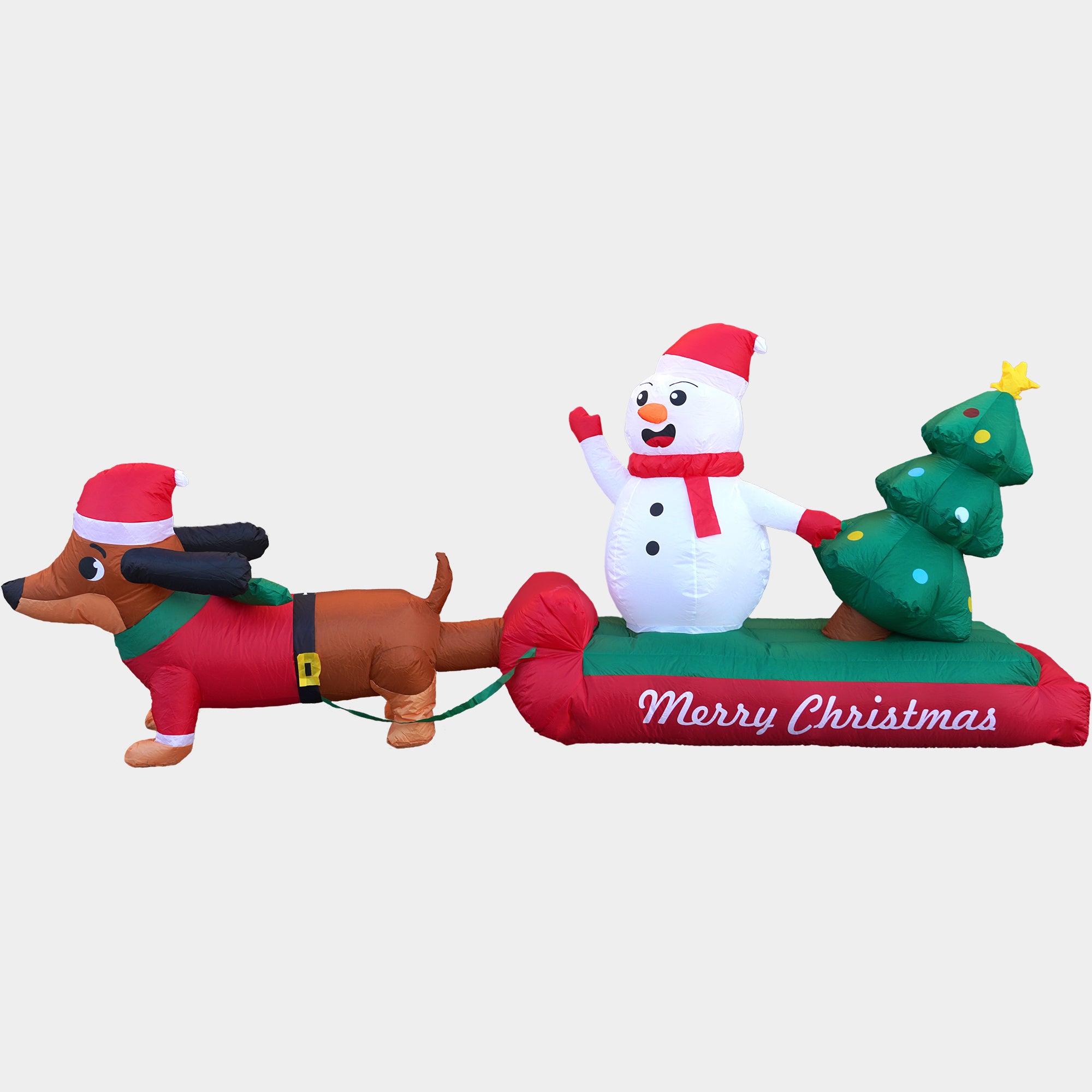 10-ft Lighted Dachshund Snowman with Christmas Tree Christmas Inflatable