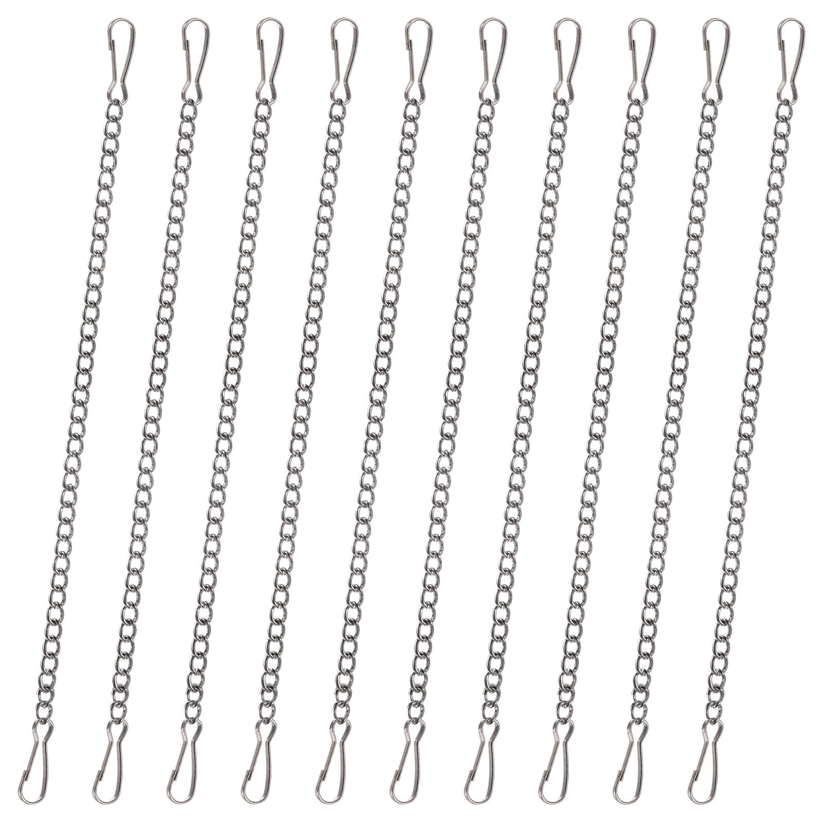Etokfoks  20 in Stainless Steel Hanging Chains with Safety Hooks Silver Finish 10 Pcs Adjustable Indoor Outdoor