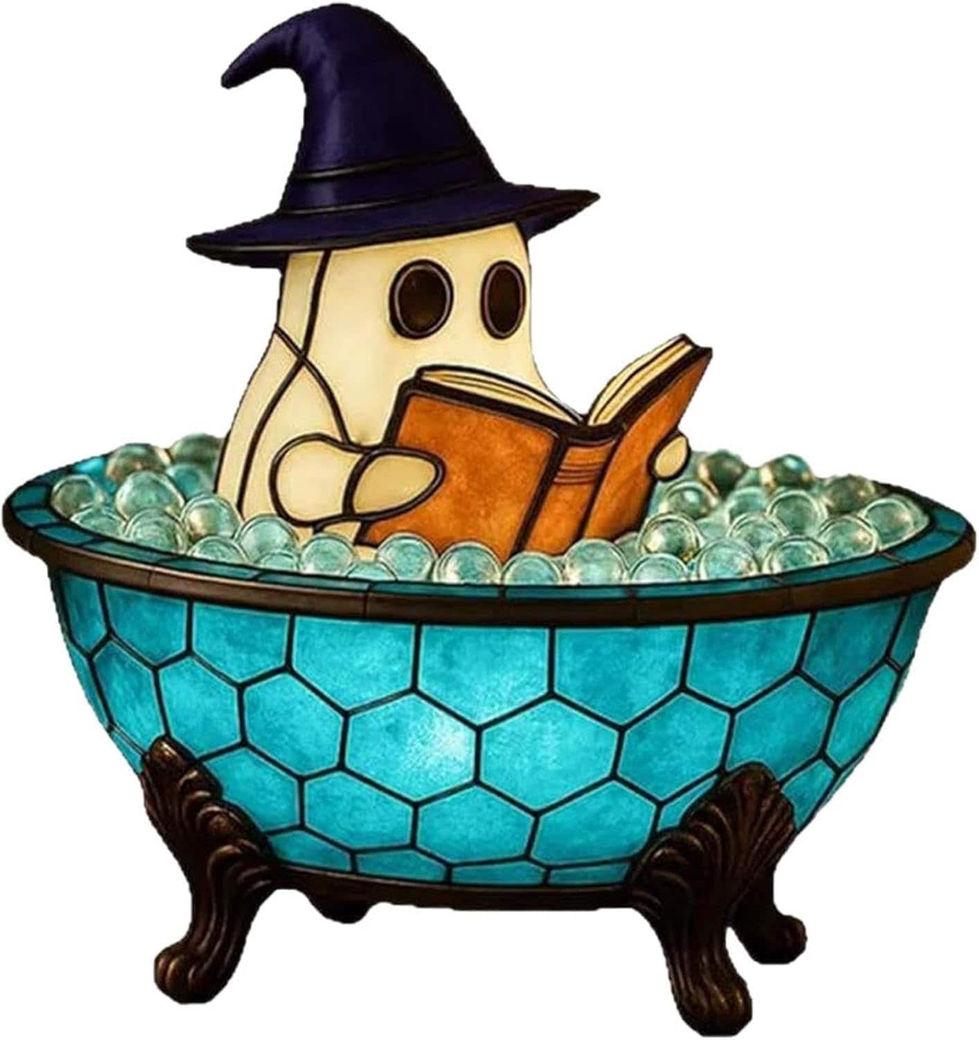 Oyezvary  Halloween Ghost Bubble Bath Lamp LED Night Light for Bathroom Decor Cute Ghost Themed Lamp for Kids Room Party Haunted House Gift Idea