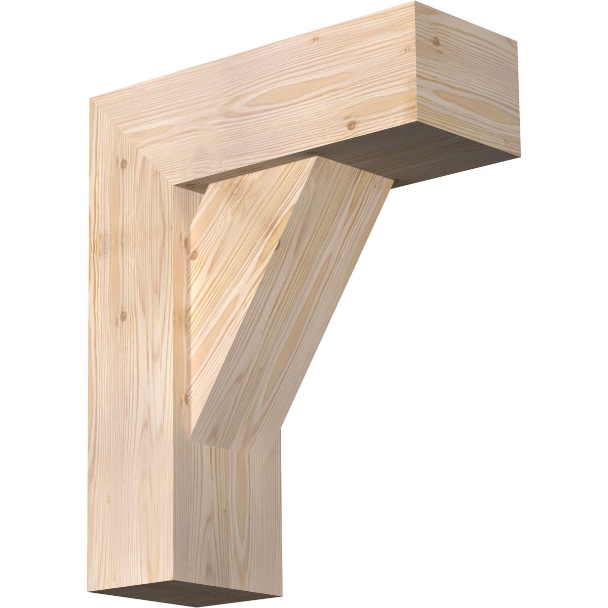 Ekena Millwork 1465067 Traditional block smooth bracket with offset brace 7-1/2-in x 20-in x 24-in Douglas fir Brown Wood Standard bracket