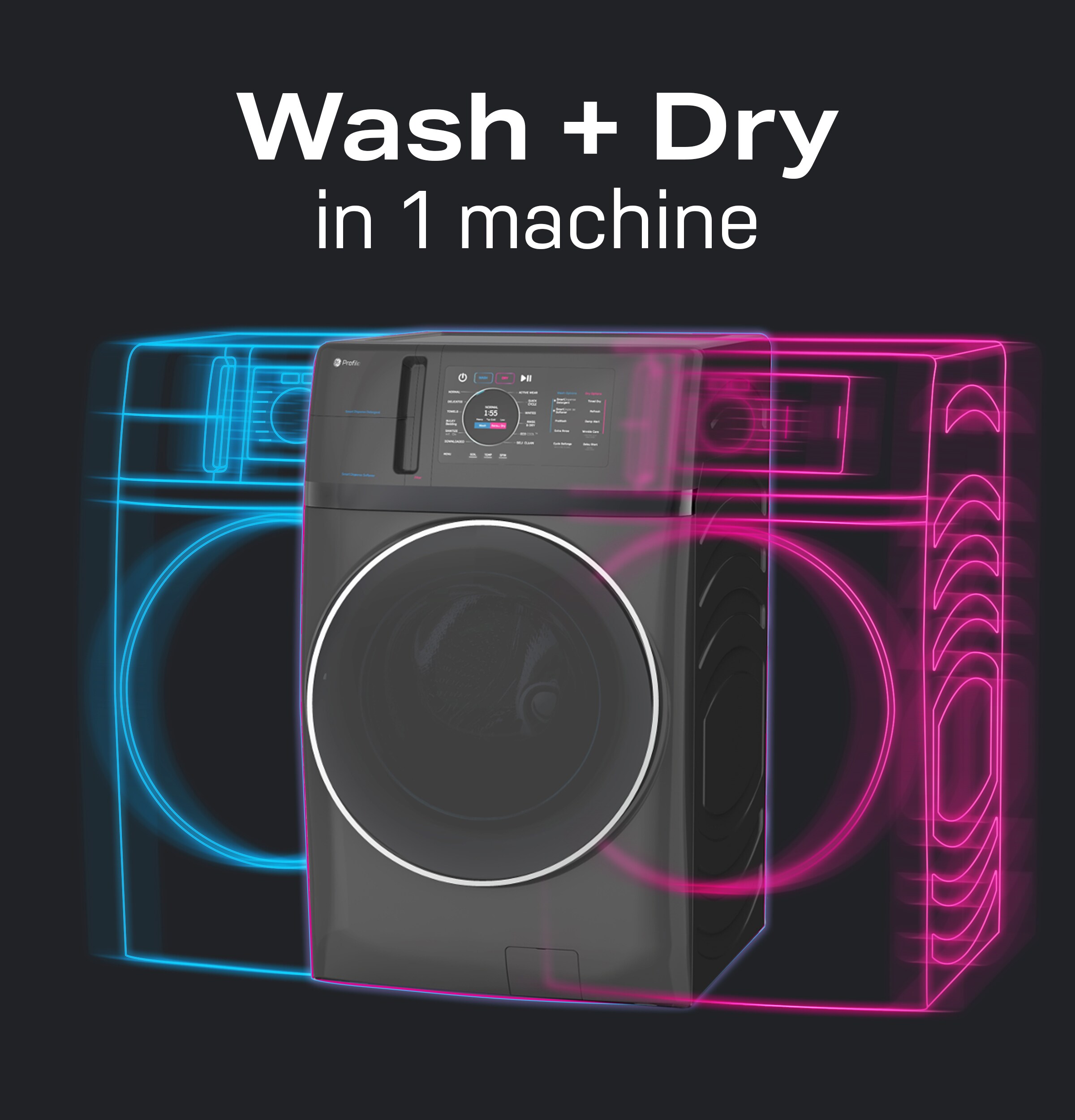 GE Profile 4.8-cu ft Capacity Carbon Graphite Ventless All-in-One Washer/Dryer Combo ENERGY STAR