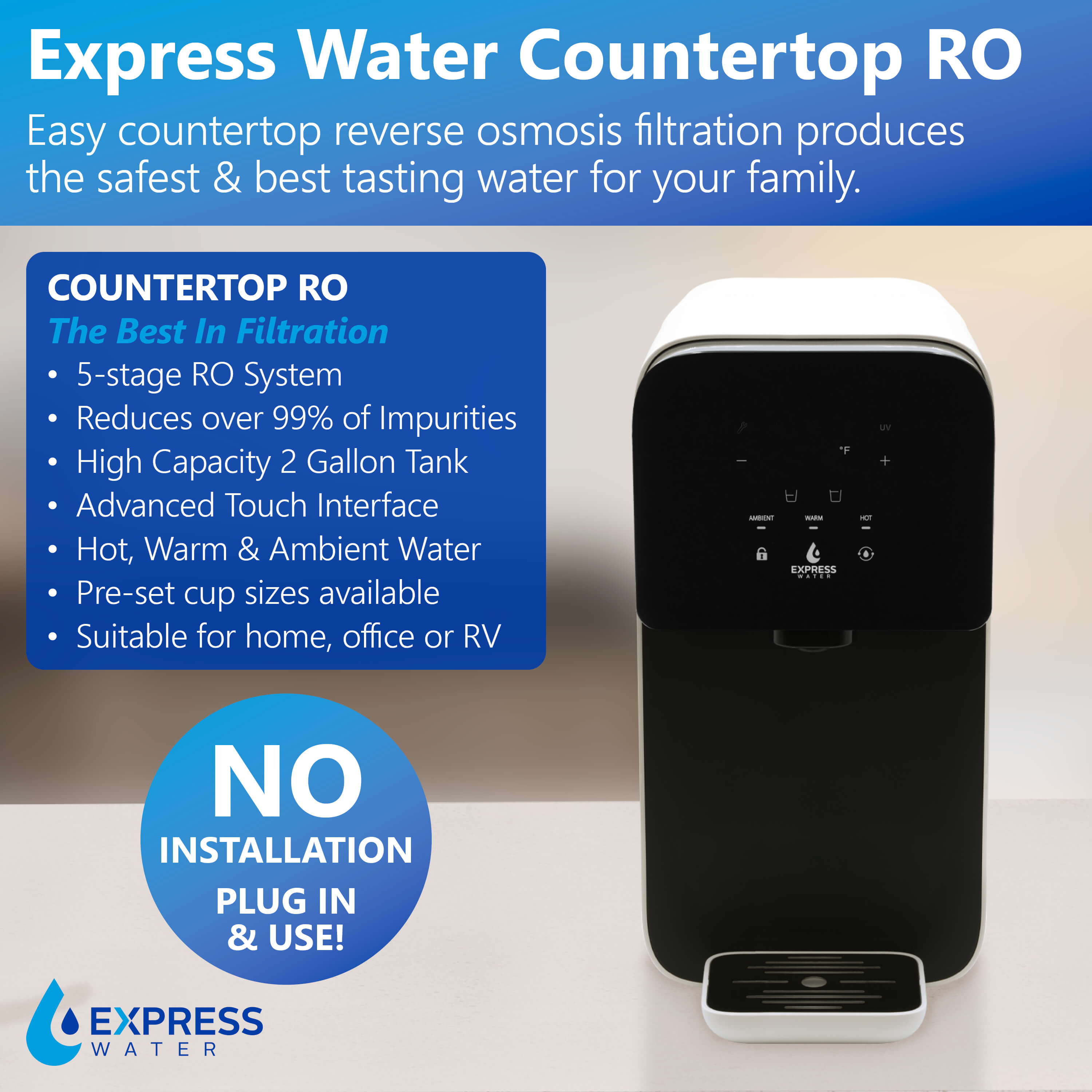 Express Water Black and White 5-Stage UV Countertop Water Filter