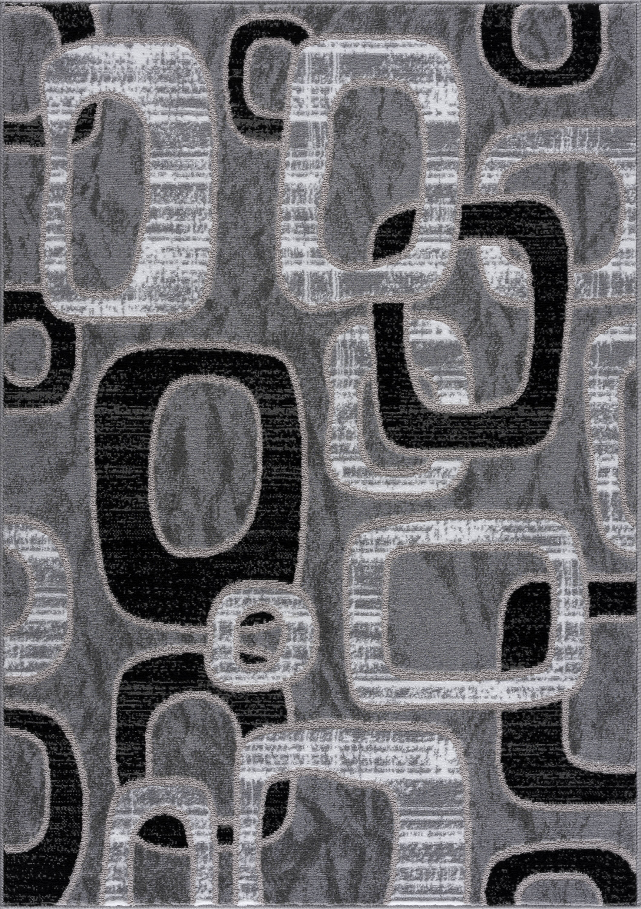 LBaiet SL425C46 BLACK Solana 4 x 6 (ft) Loomed Polypropylene Black Rectangular Indoor Geometric Area rug