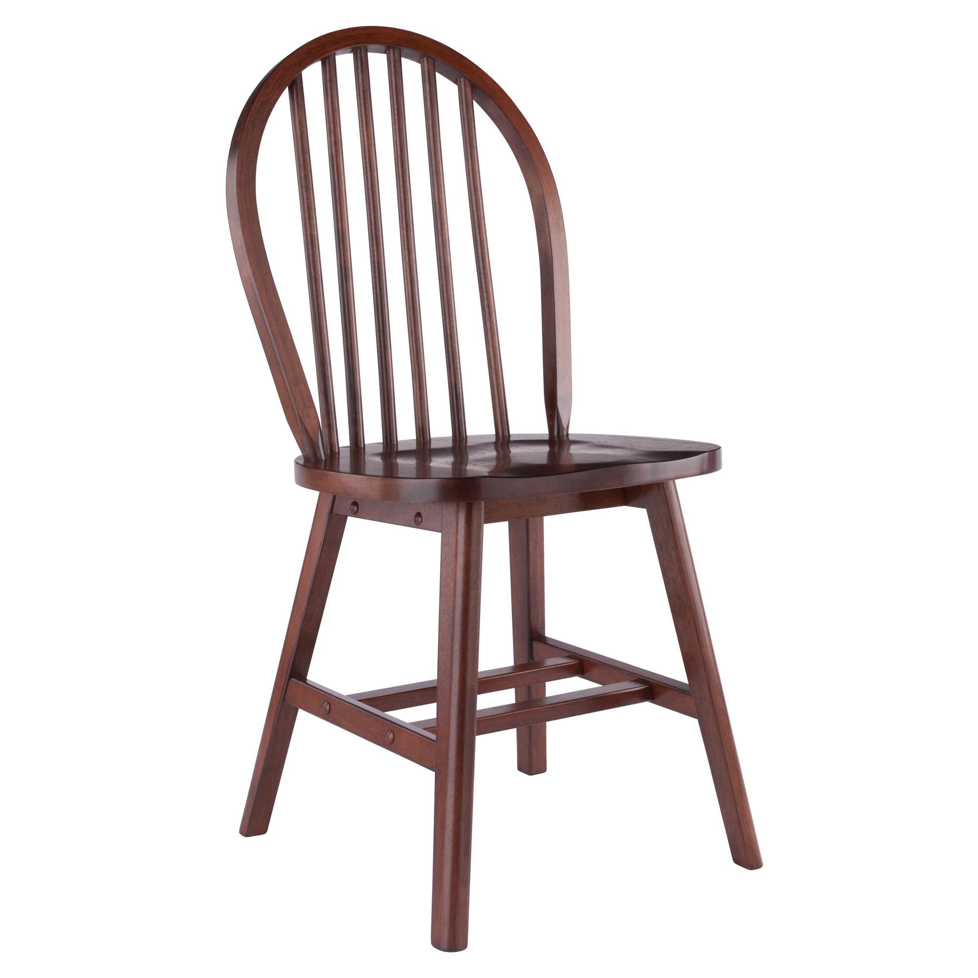 Walnut Windsor Medium Wood 2-Piece Dining Chair Set